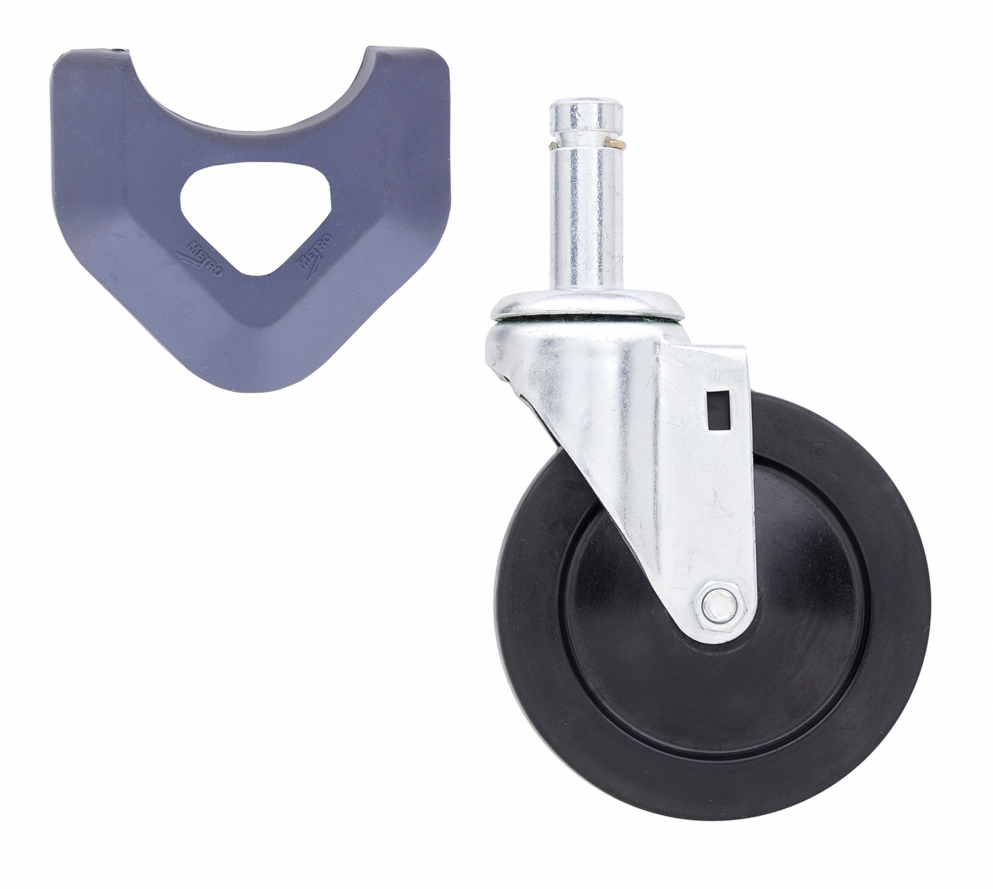 METRO, 5 in Caster Wheel Dia, Rubber, Swivel Stem Caster 60YU915MX