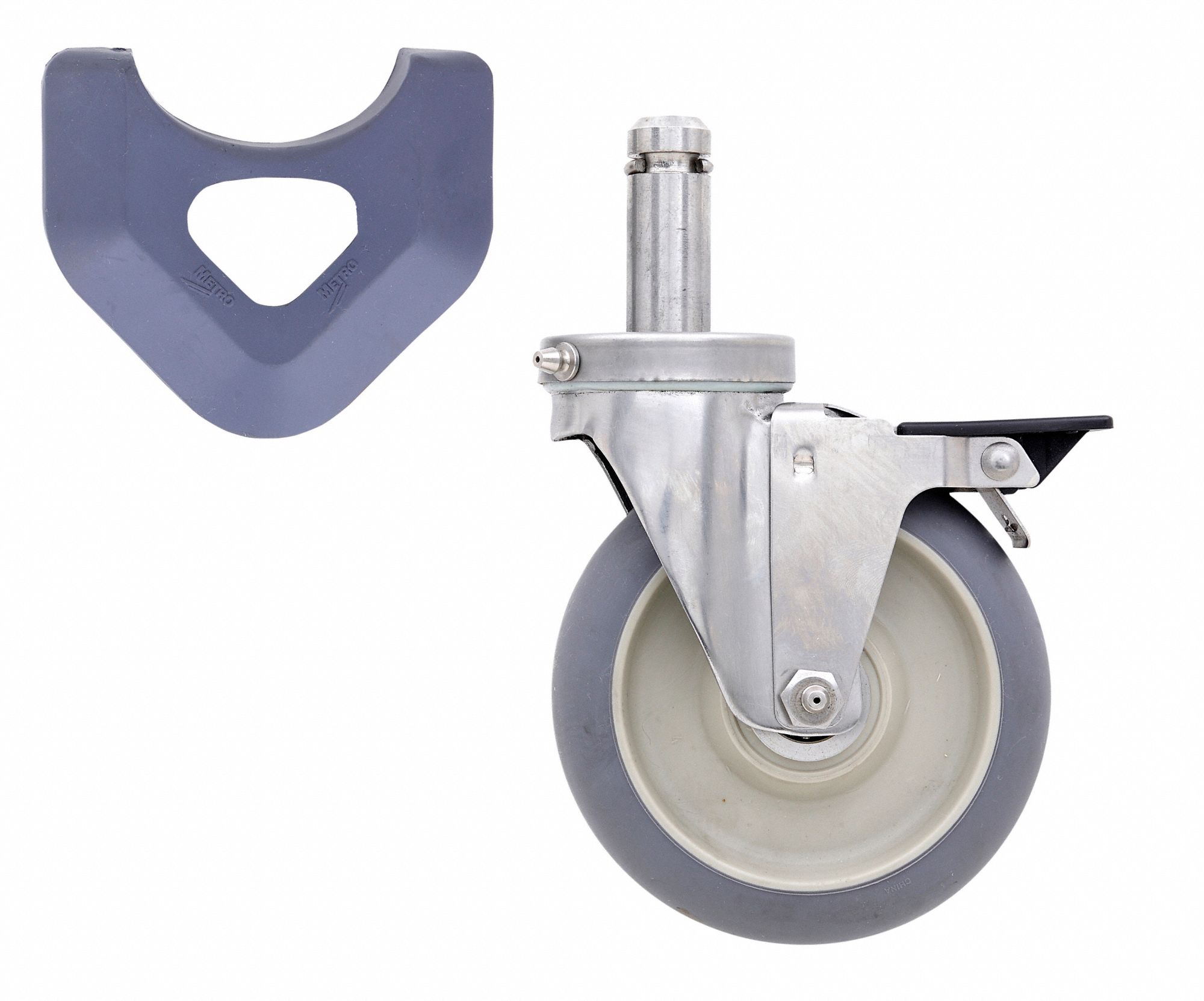 High Modulus Donut Cart-Washable Swivel: 5 in Caster Wheel Dia, Swivel with Brake, Rubber