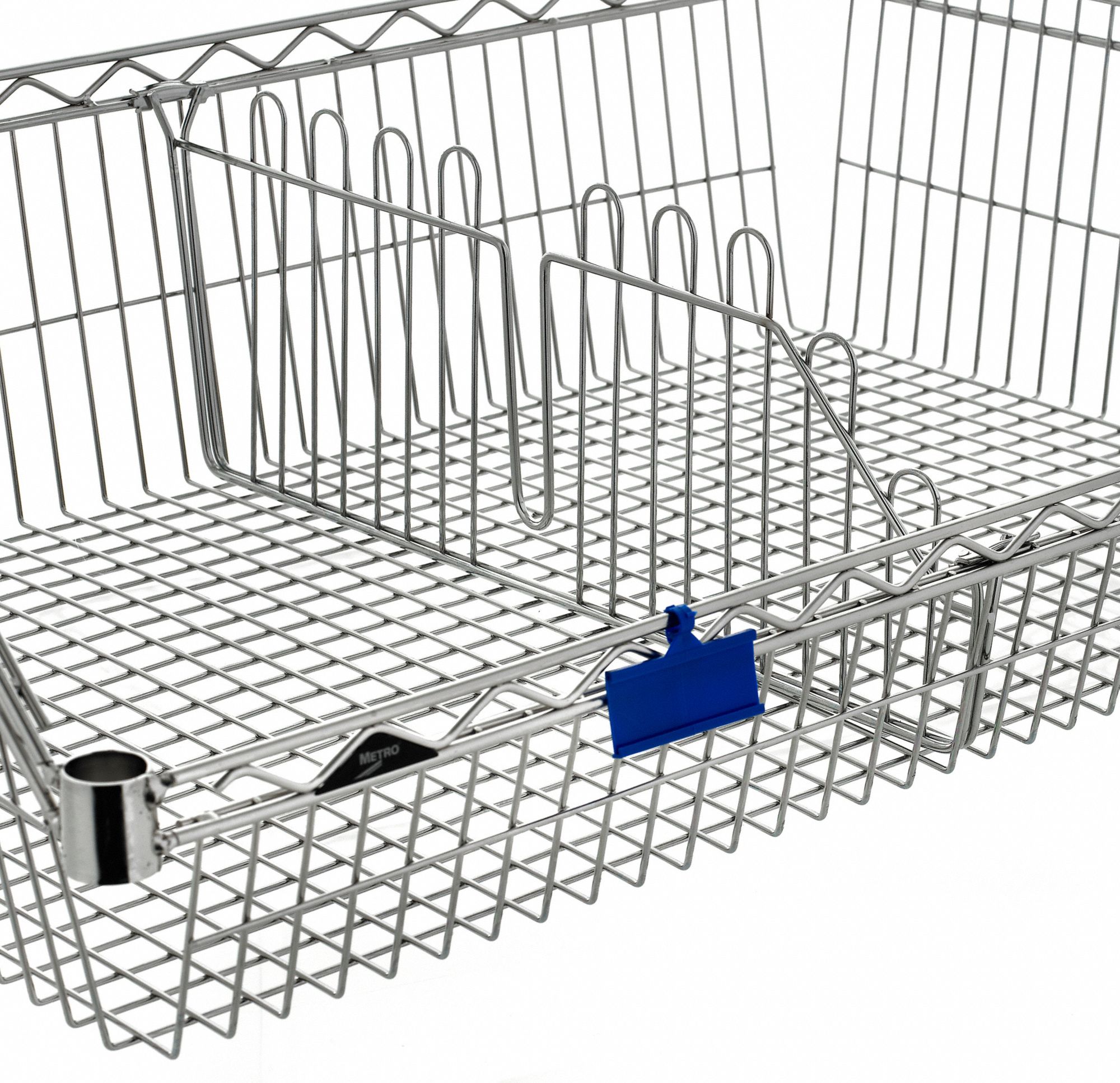 Divider, Wire Shelf Accessory, Basket Shelf: 18 in x 8 13/32 in, Steel