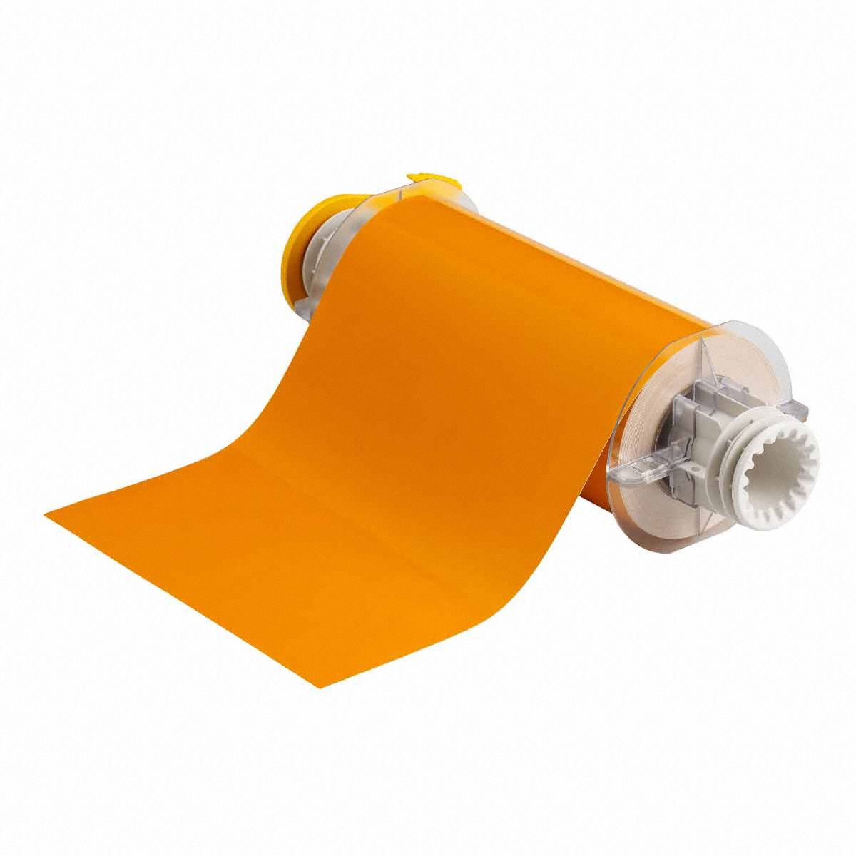 Continuous Label Stock: 7 in x 50 ft, Polyester, Yellow (Gloss), Indoor/Outdoor