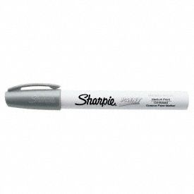 Paint Marker: Bullet, Capped, Std, Non-Washable, Non-Toxic, 12 per Pack, Metallic Silver