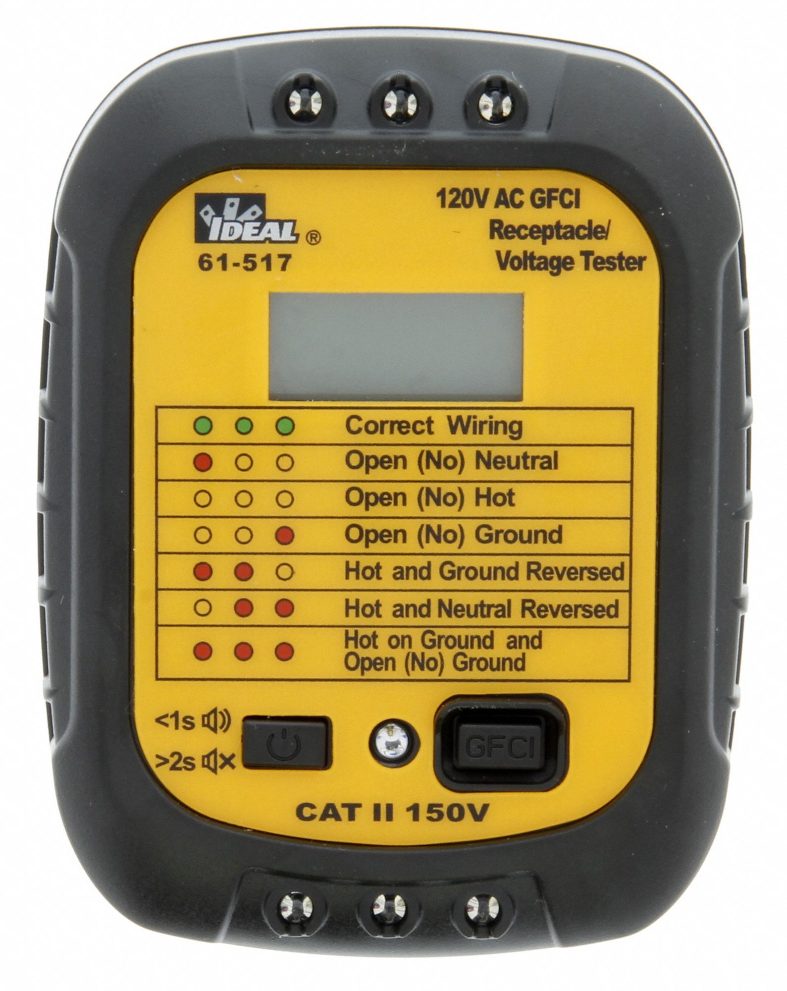 ReceptableTester LCD Digital 120VAC GFCI