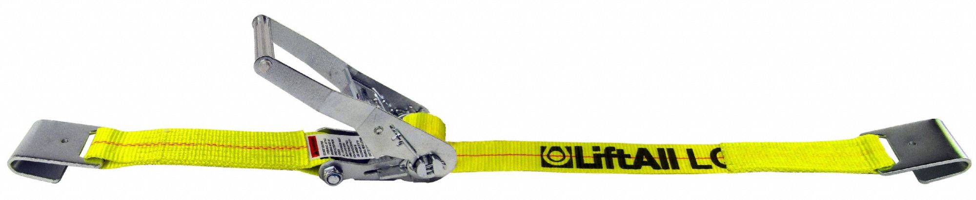 TIE DOWN STRAP, RATCHET, FLAT-HOOK, GEN PURPOSE, 2 IN W, 3,300 LB WLL, YELLOW, 30 FT L