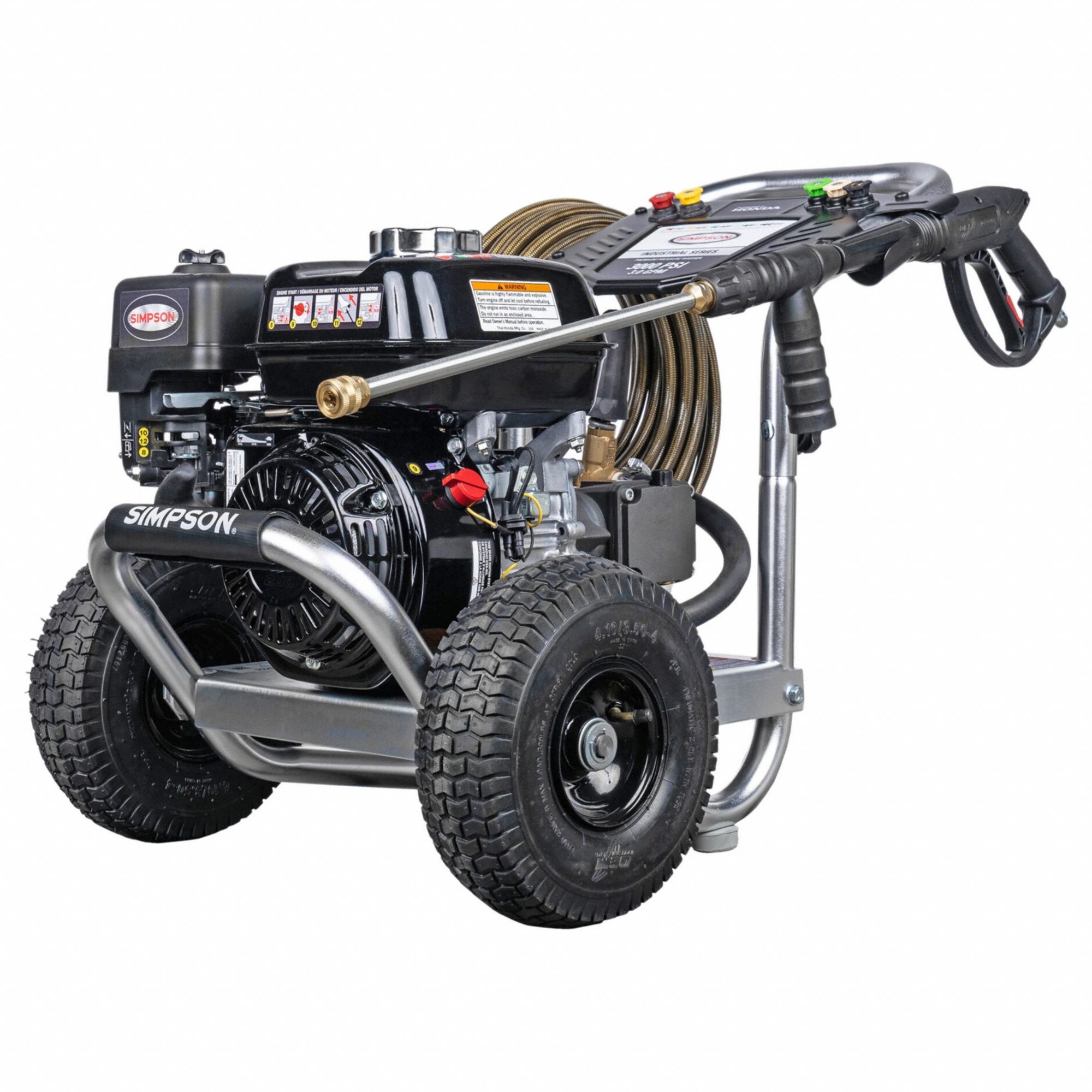 Gas-Powered Pressure Washer: Heavy Duty, Cart, 3, 000 psi, 3 gpm, 196 cc Engine Displacement