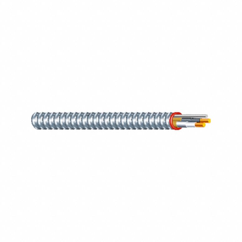 Metal Clad Cable: 10 AWG, 2 Conductors, Copper, 1, 000 ft, Aluminum, Std, THHN/THWN