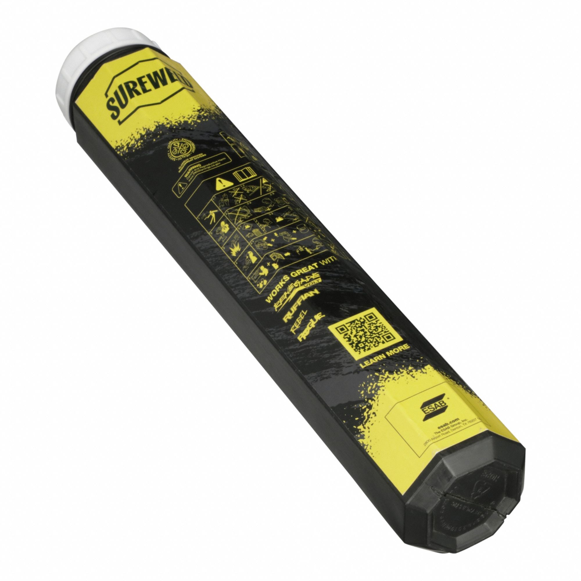 ESAB Stick Welding Electrodes: Carbon Manganese, E6010, 1/8 in x 14 in, 40 lb, Sureweld 6010 (MPN 610321405CT0). Key specifications — Brand: ESAB; Tensile Strength (As Welded): 71 ksi; Yield Strength (As Welded): 62 ksi.