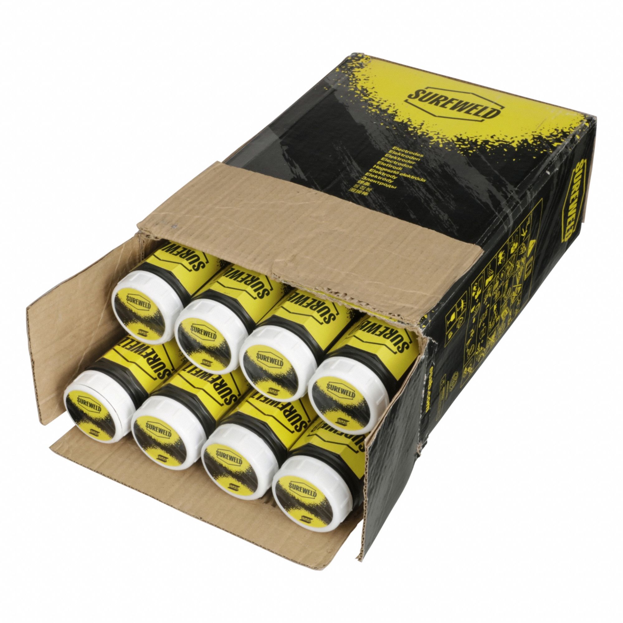 ESAB Stick Welding Electrodes: Carbon Steel, E6010, 3/32 in x 14 in, 5 lb, Sureweld 6010 (MPN 610241405CT0). Key specifications — Brand: ESAB; Tensile Strength (As Welded): 71 ksi; Yield Strength (As Welded): 62 ksi.