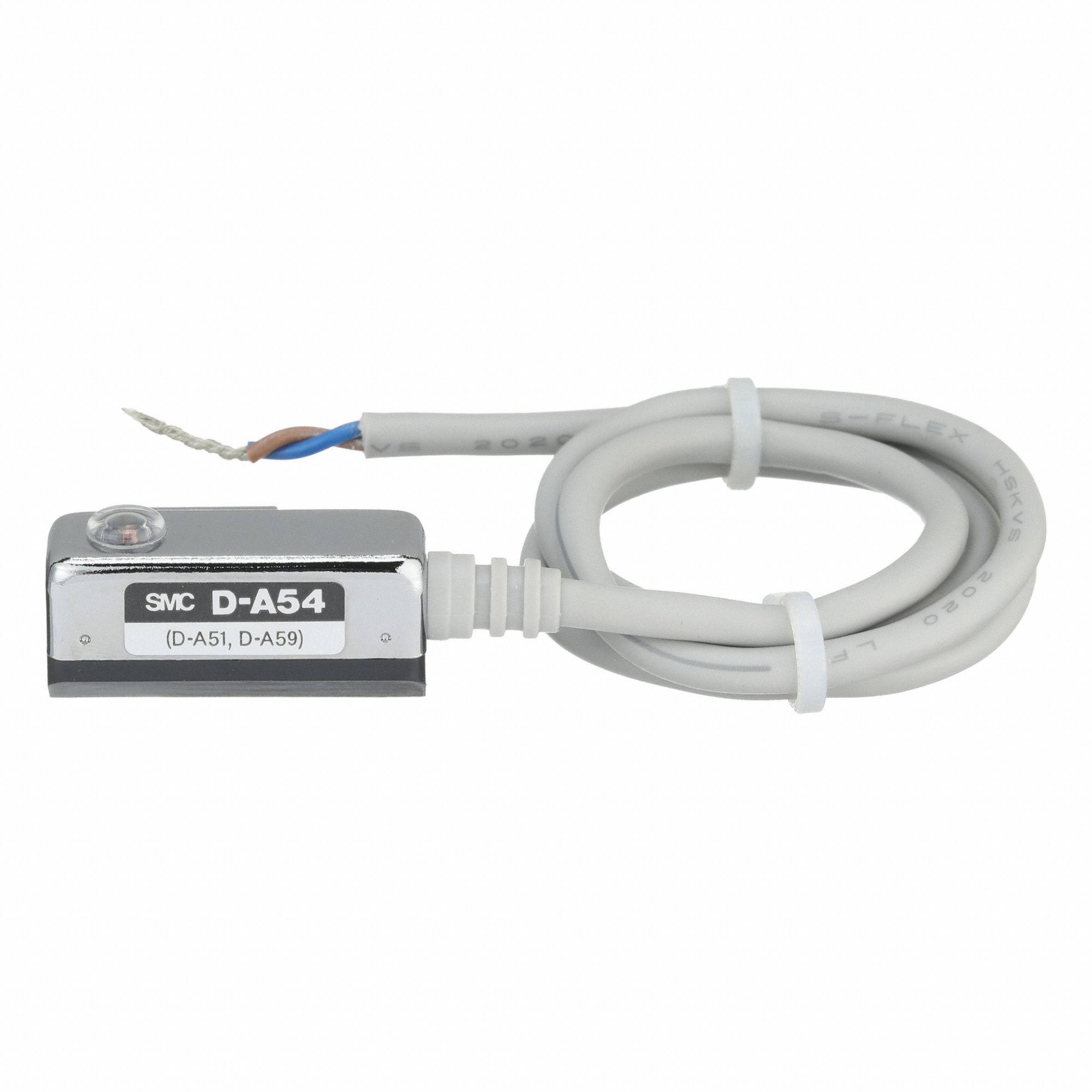 Reed DIN Tie Rod, 24VDC, 200VAC, 0.5m: D-A54, REED, Normally Open, IP67, 100V AC/200V AC/24V DC