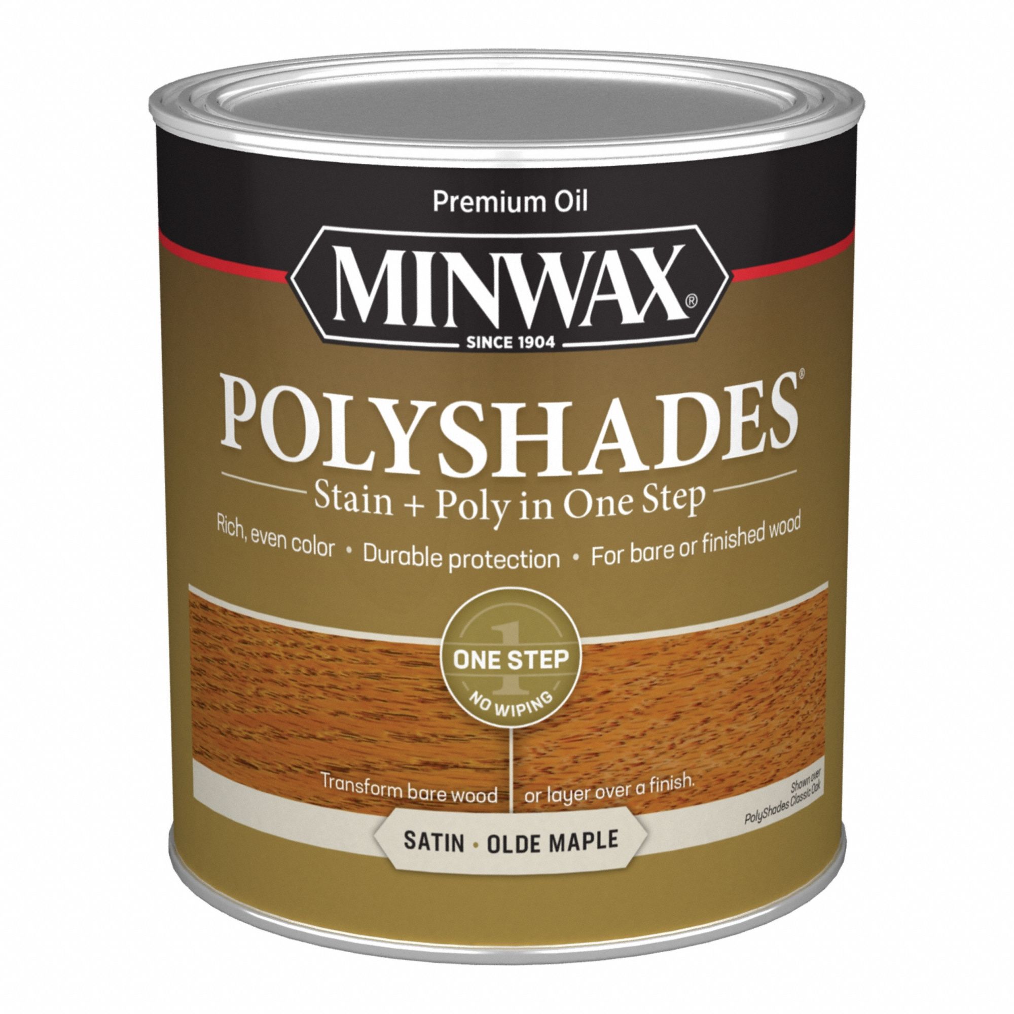 Wood Stain: Wood Stain and Sealer, Interior, Oil, 1 qt Container Size, Wood, Satin, Minwax