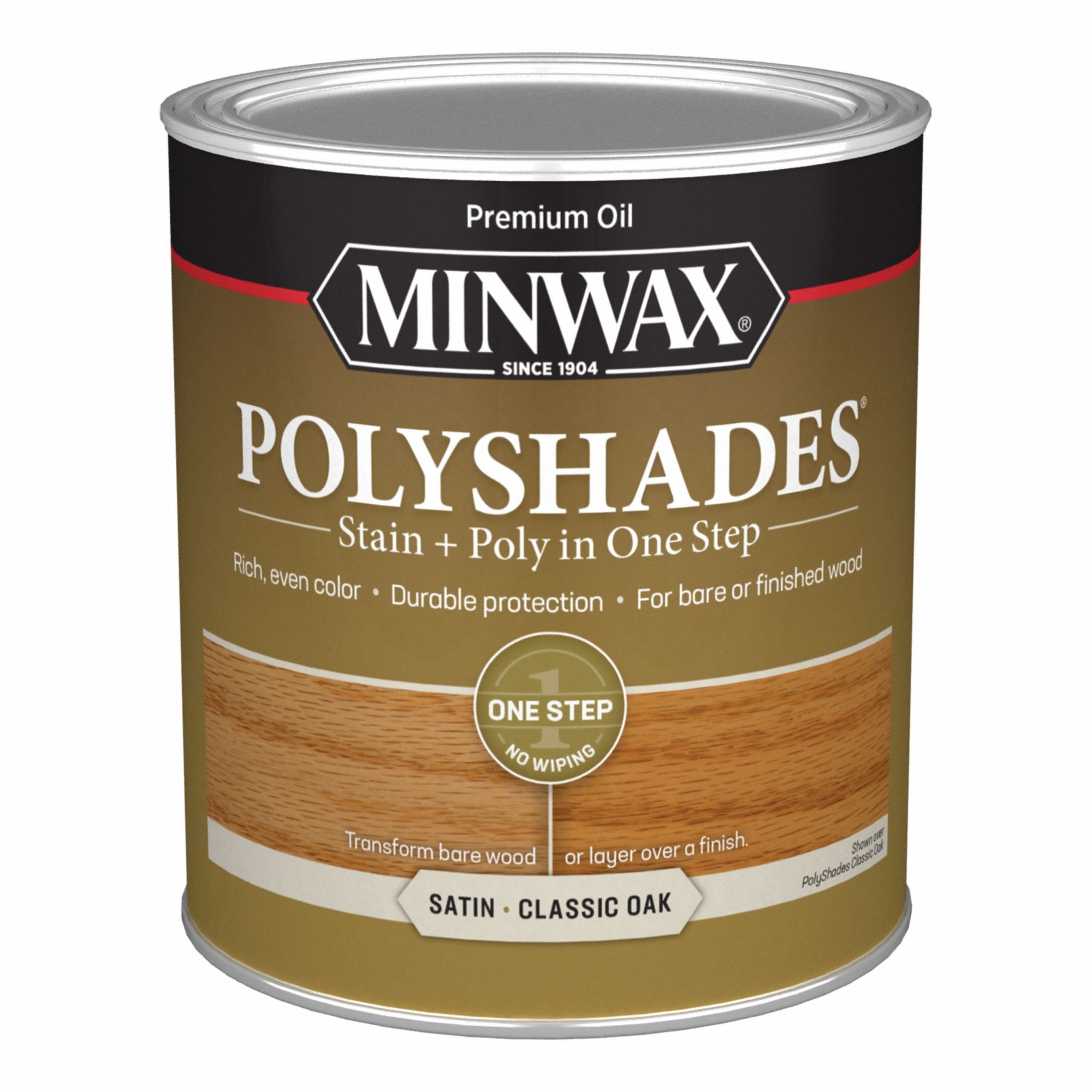 Wood Stain: Wood Stain and Sealer, Interior, Oil, 1 qt Container Size, Wood, Satin, Minwax