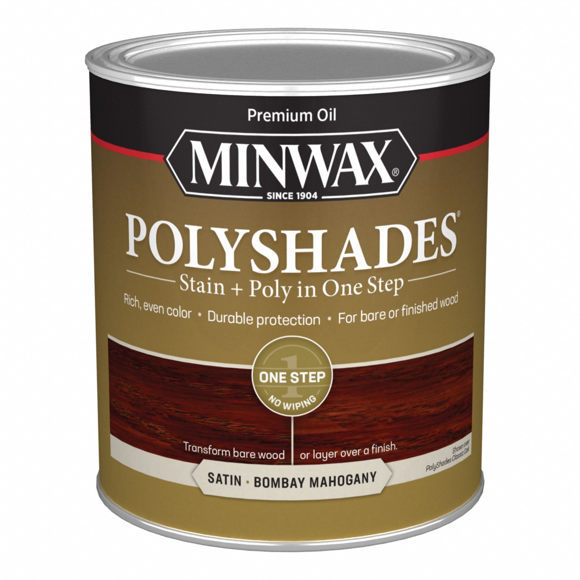 Wood Stain: Wood Stain and Sealer, Interior, Oil, 1 qt Container Size, Wood, Satin, Minwax