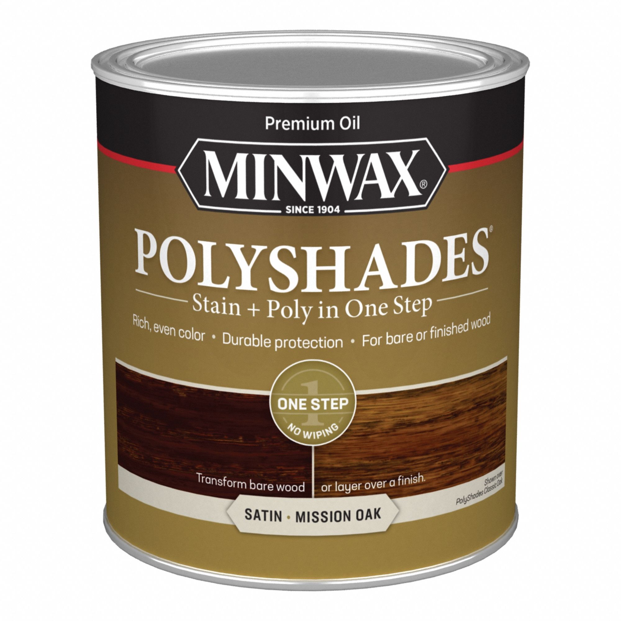 Wood Stain: Wood Stain and Sealer, Interior, Oil, 1 qt Container Size, Wood, Satin, Minwax