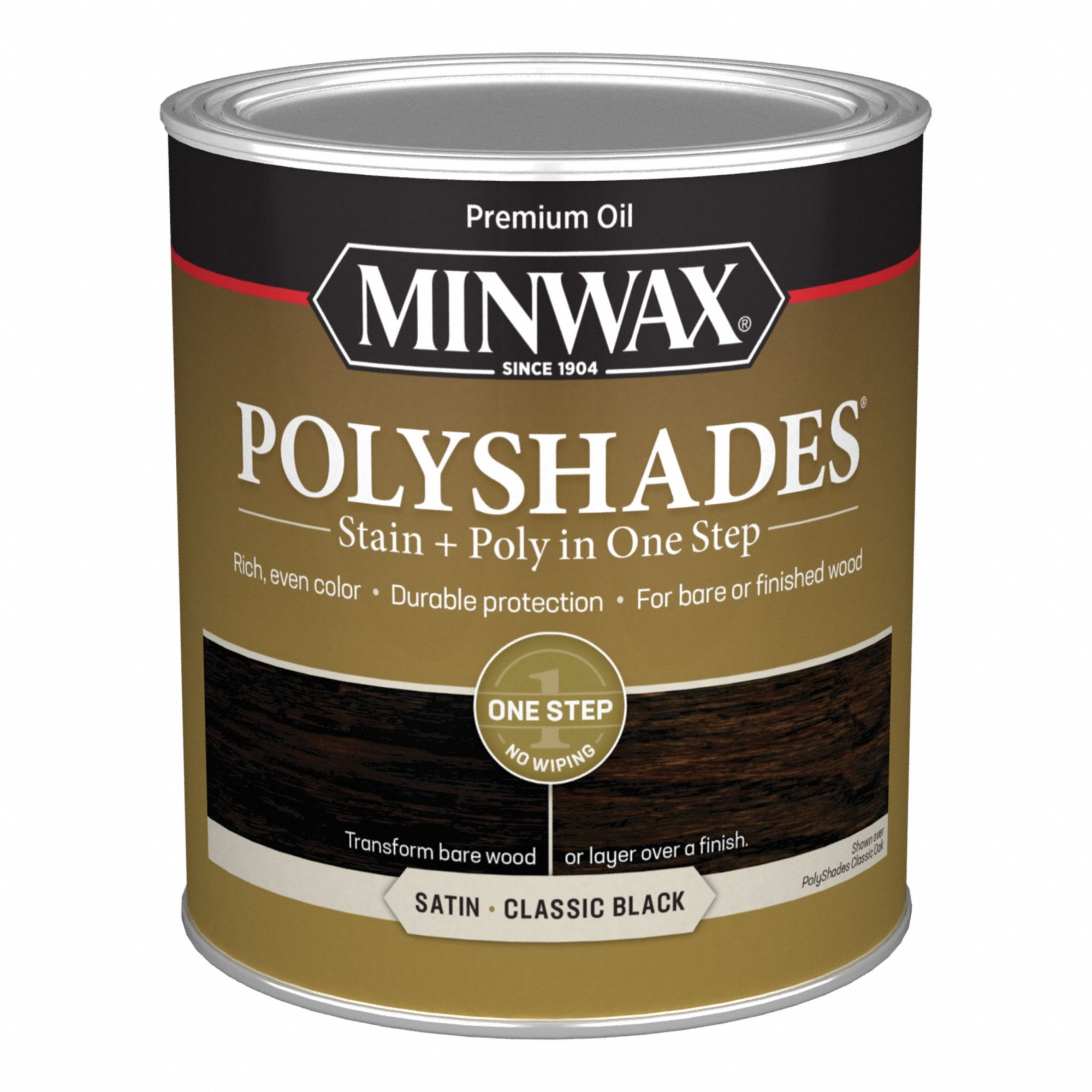 Wood Stain: Wood Stain and Sealer, Interior, Oil, 1 qt Container Size, Wood, Satin, Minwax