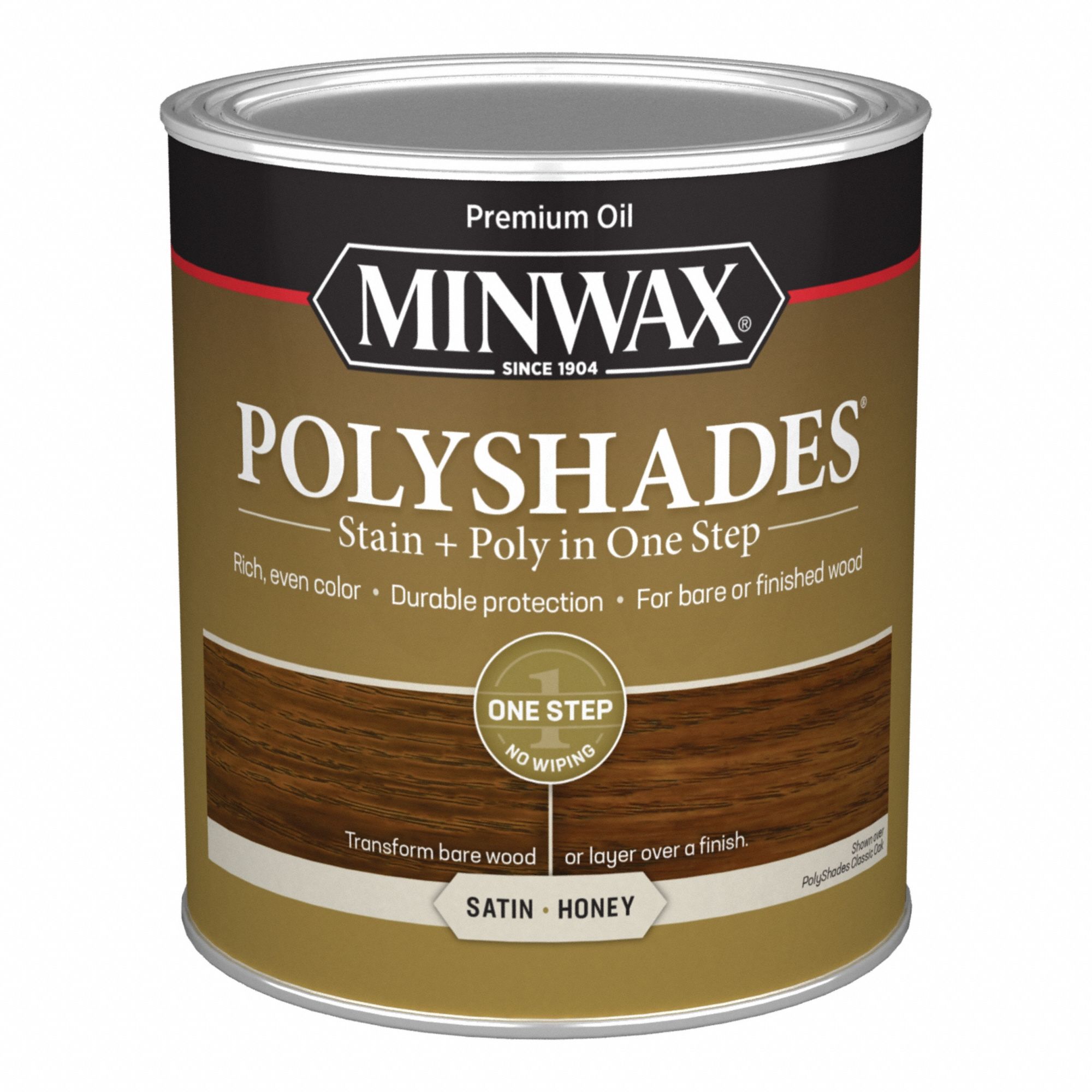 Wood Stain: Wood Stain and Sealer, Interior, Oil, 1 qt Container Size, Wood, Satin, Honey