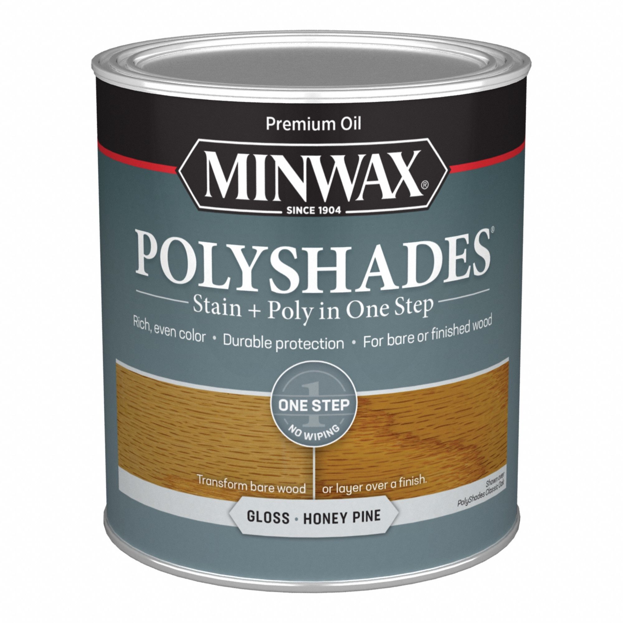 Wood Stain: Wood Stain and Sealer, Interior, Oil, 1 qt Container Size, Wood, Gloss, 1 Step