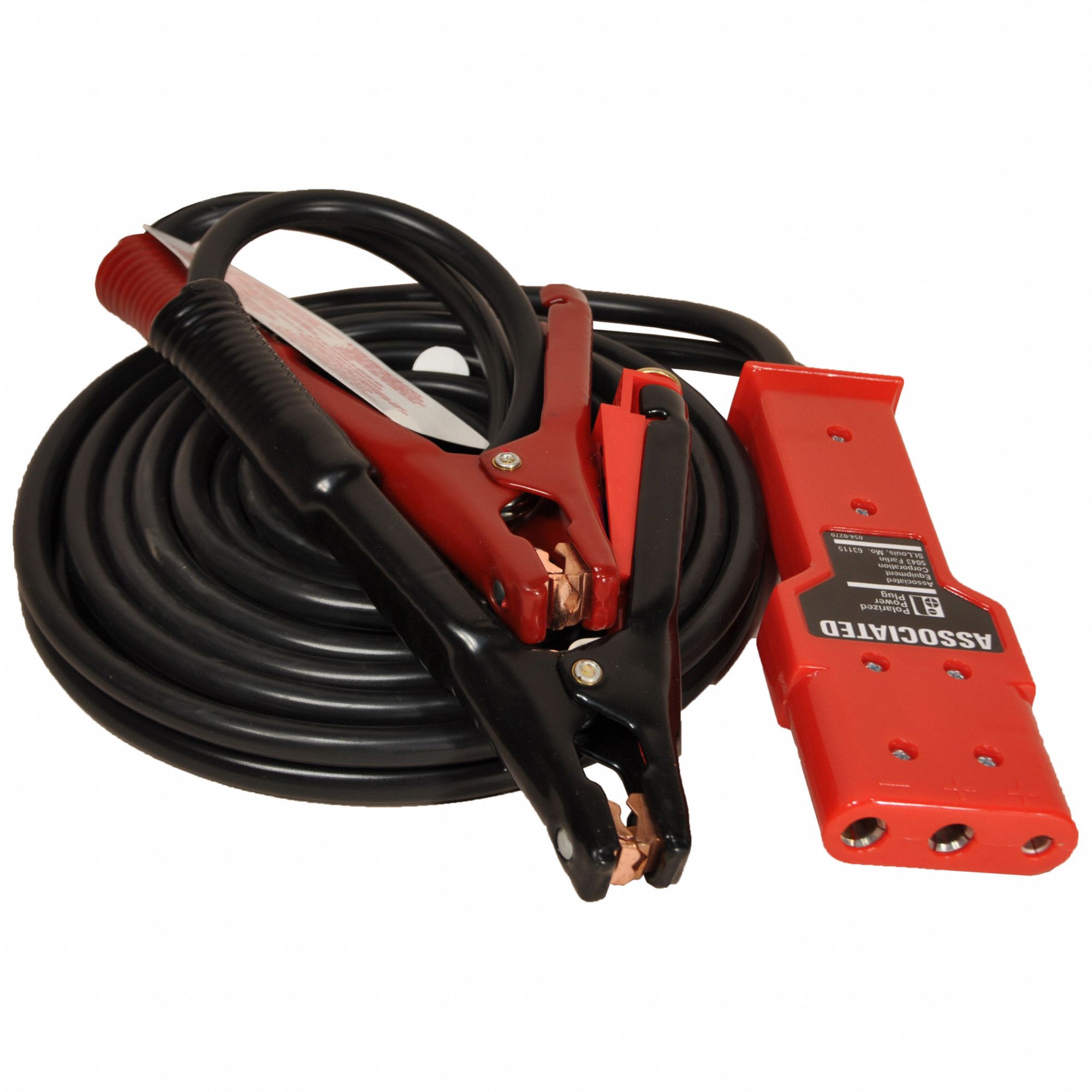 JUMPER CABLES, CRIMPED, 5 AWG, STANDARD JAW, 25 FT CABLE L, BLACK, COPPER