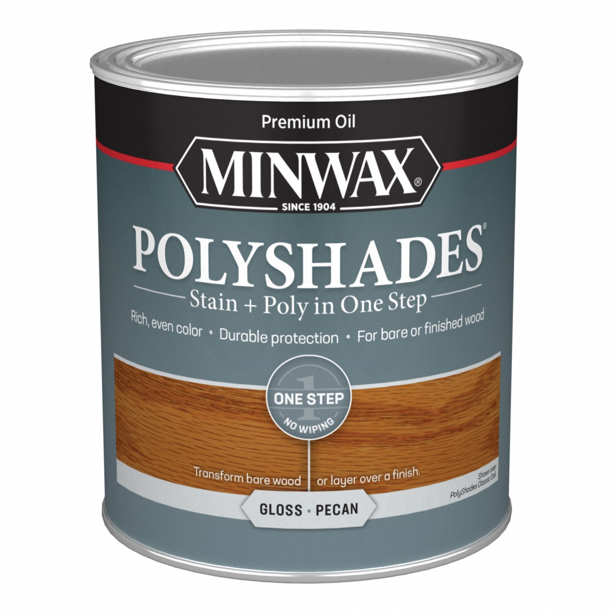 Wood Stain: Wood Stain and Sealer, Interior, Oil, 1 qt Container Size, Wood, Gloss, Pecan