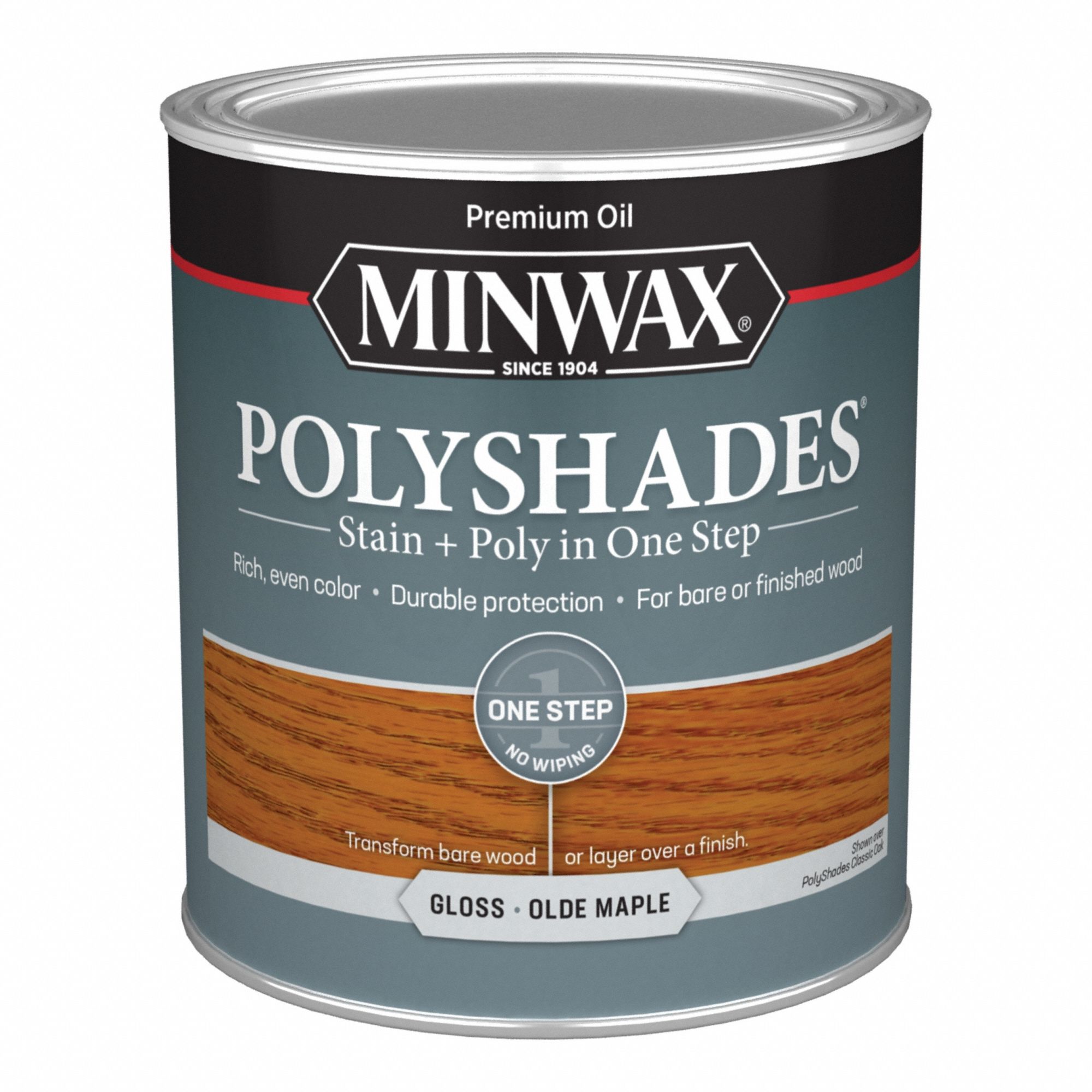 Wood Stain: Wood Stain and Sealer, Interior, Oil, 1 qt Container Size, Wood, Gloss, Minwax