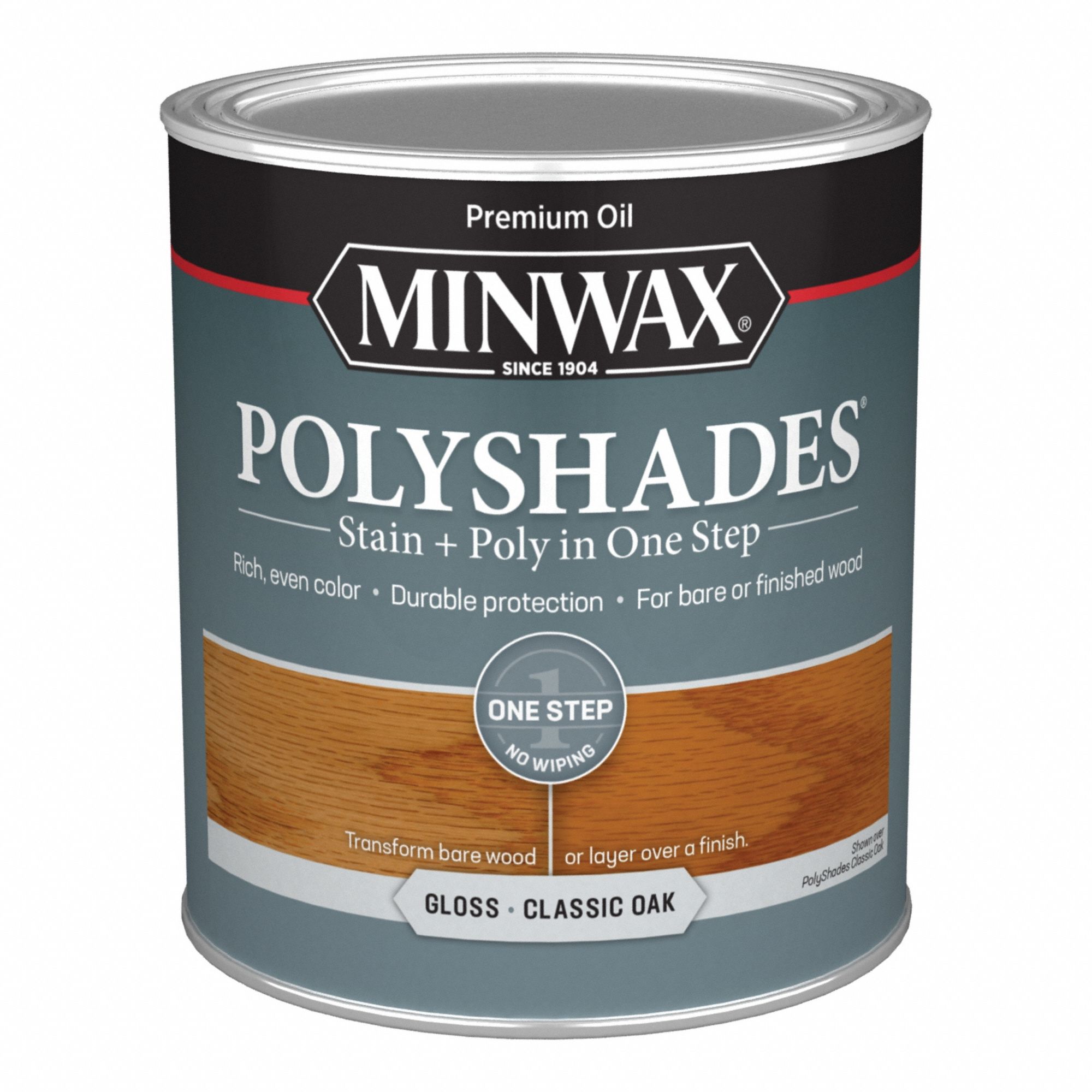 Wood Stain: Wood Stain and Sealer, Interior, Oil, 1 qt Container Size, Wood, Gloss, Minwax