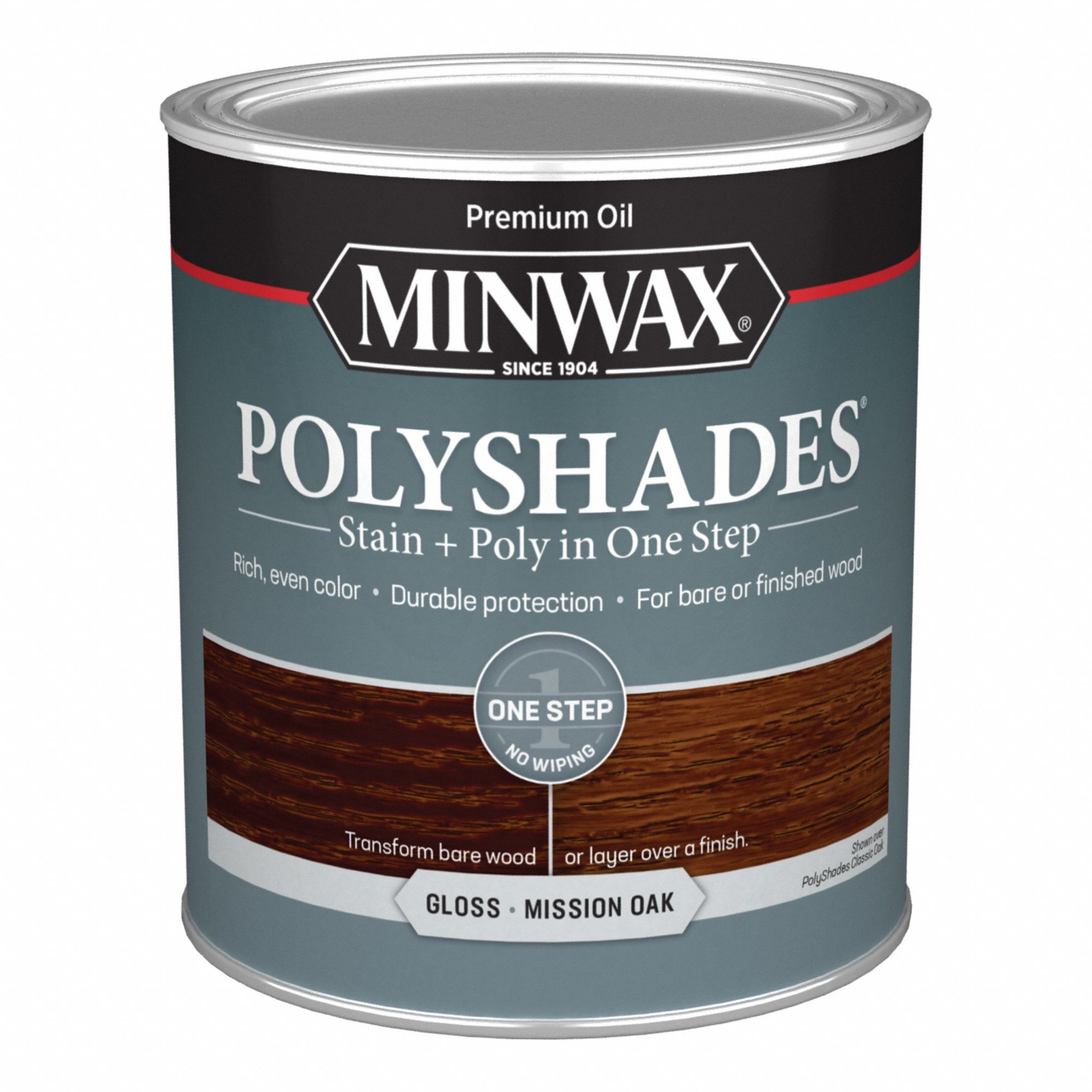 Wood Stain: Wood Stain and Sealer, Interior, Oil, 1 qt Container Size, Wood, Gloss, Minwax