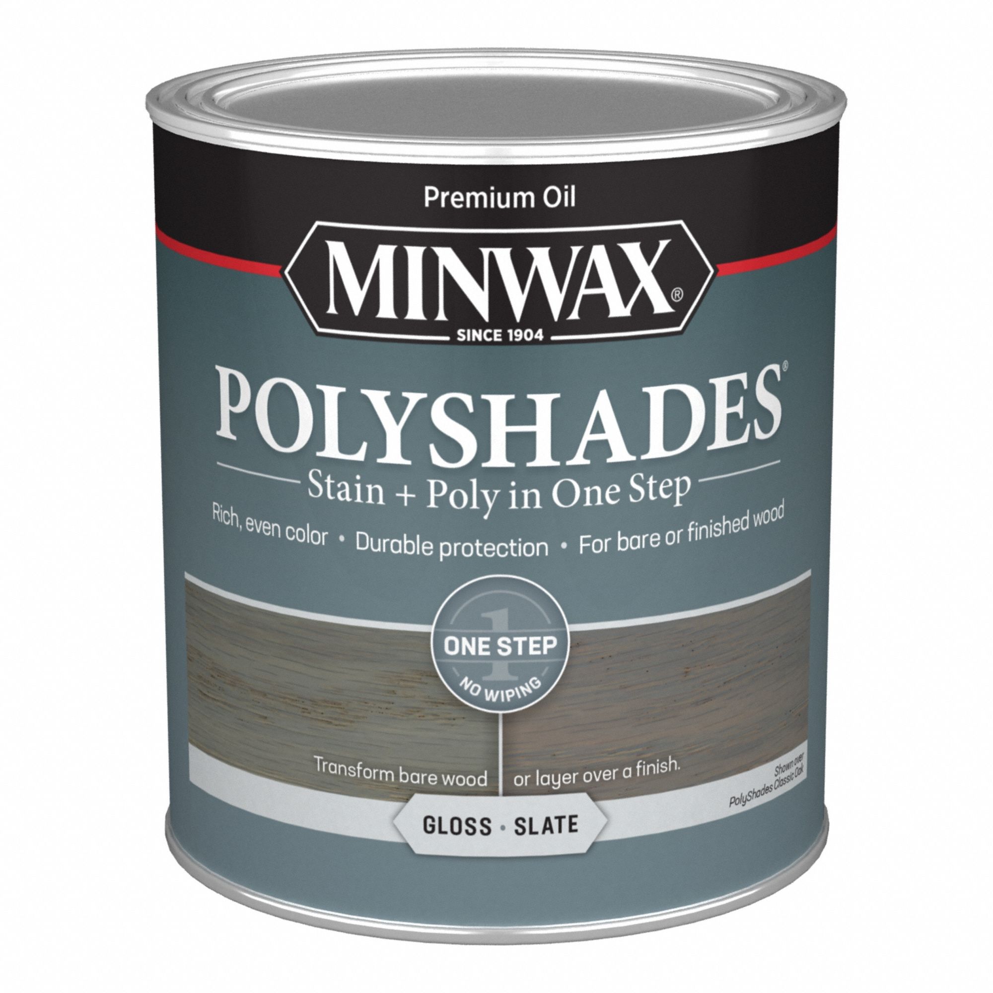 Wood Stain: Wood Stain and Sealer, Interior, Oil, 1 qt Container Size, Wood, Gloss, Slate