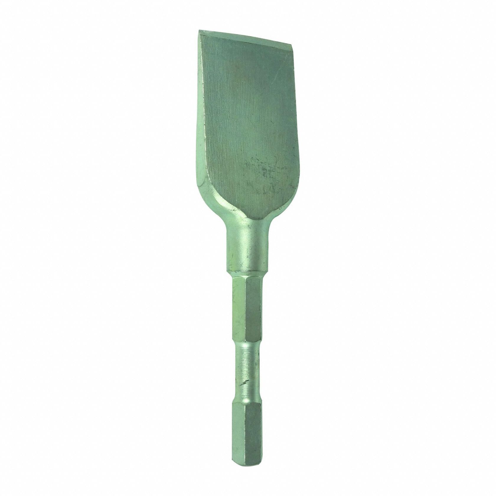 Chisel: 0.625 in Shank Size, Hex, 2 in Chisel Tip Wd, 9 in Overall Lg