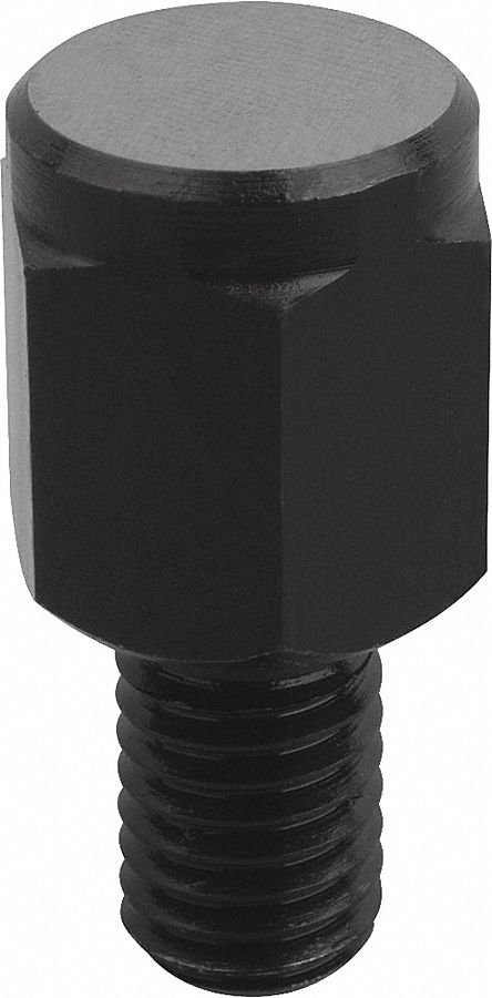 Positioning Foot w/Flat Face: External Threads, Flat, Steel, M10 Thread Size, 16 mm Thread Lg