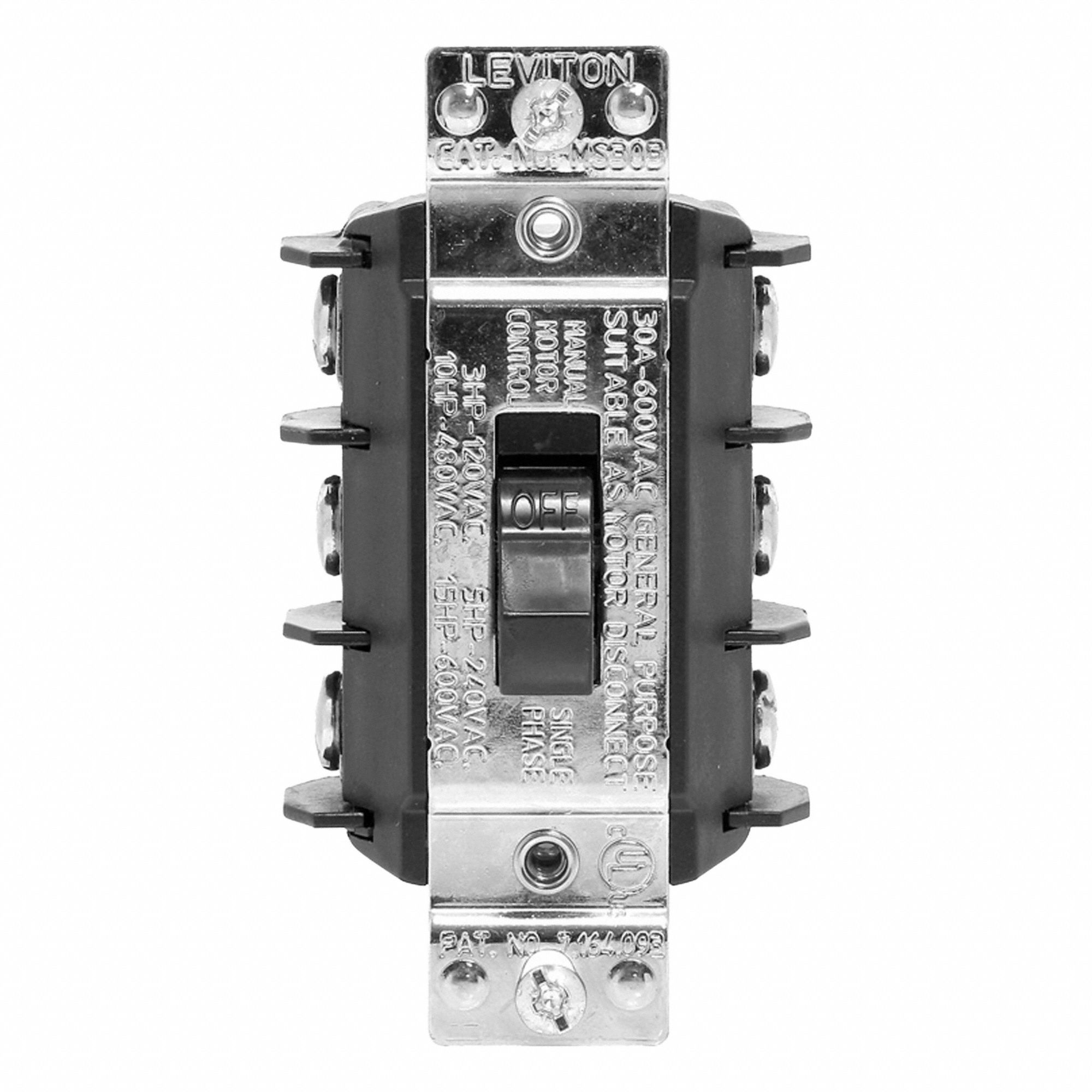 Manual Motor Controller: 3 Poles, 30 A, No Enclosure