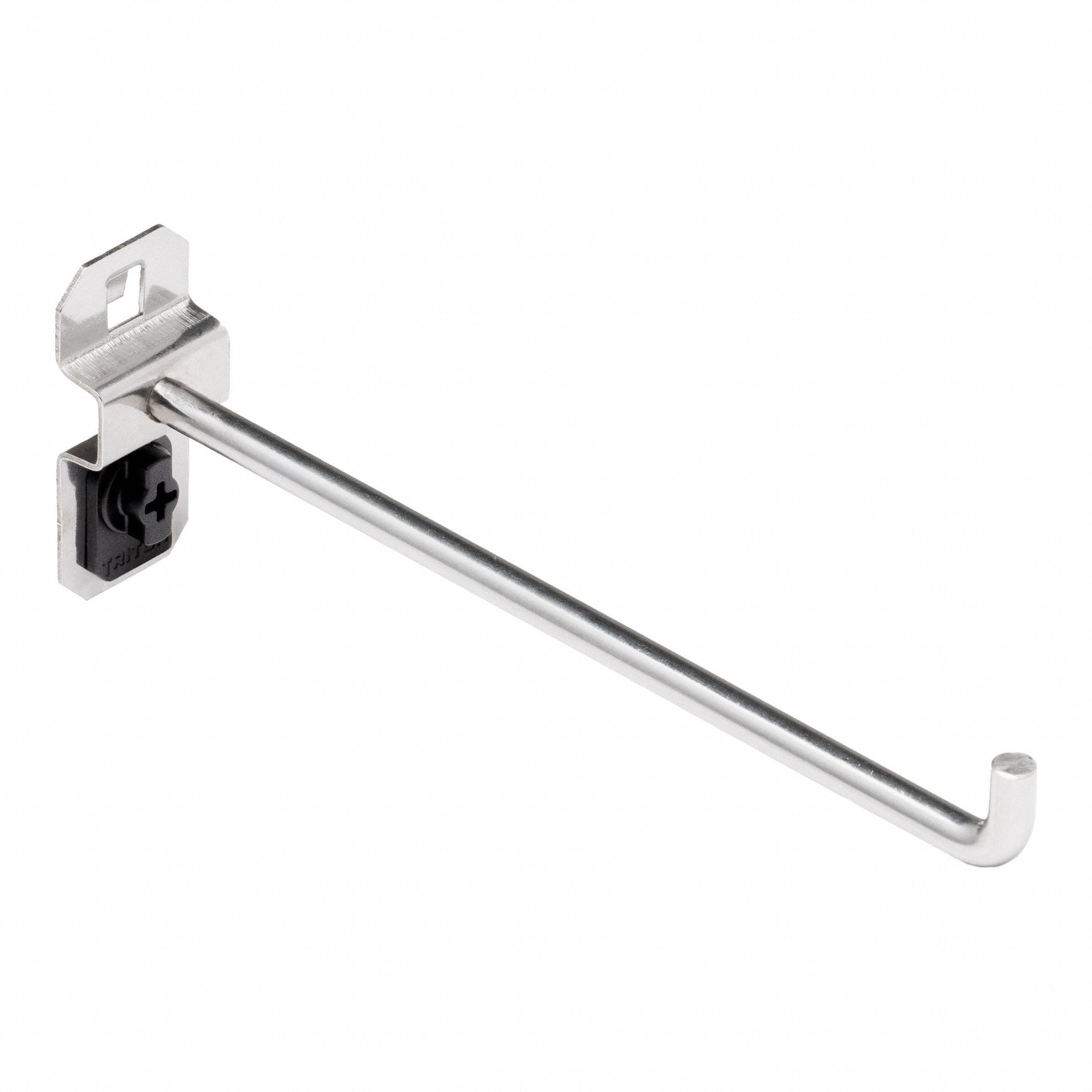 PEGBOARD HOOK, SINGLE ROD, SQUARE HOLES, 90 °  BEND, SILVER, 1 X 2 1/2 X 6 IN, STAINLESS STEEL, PK 3