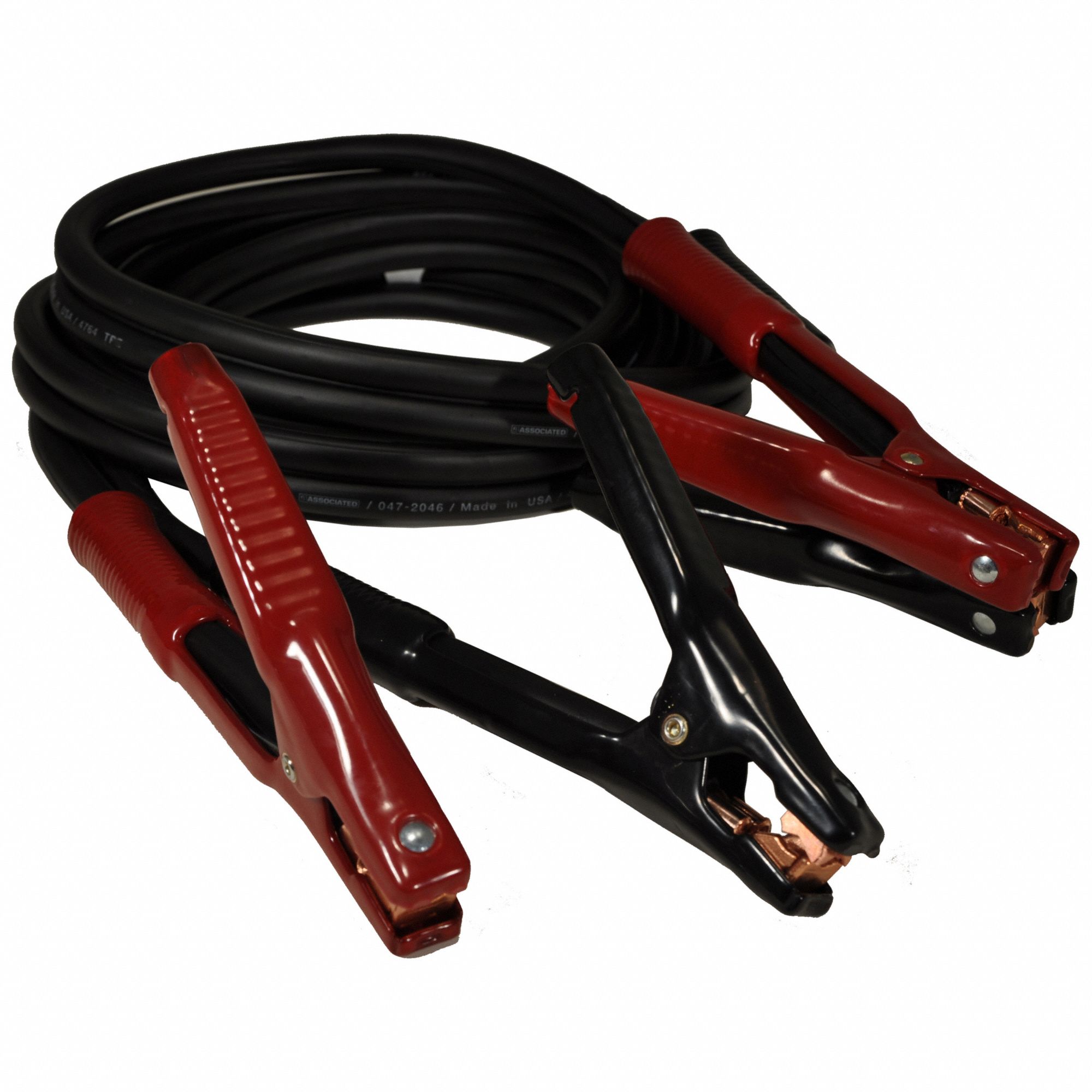 BOOSTER CABLE, CRIMPED, 1/0 AWG, STANDARD JAW, 15 FT CABLE L, BLACK, COPPER, HEAVY DUTY
