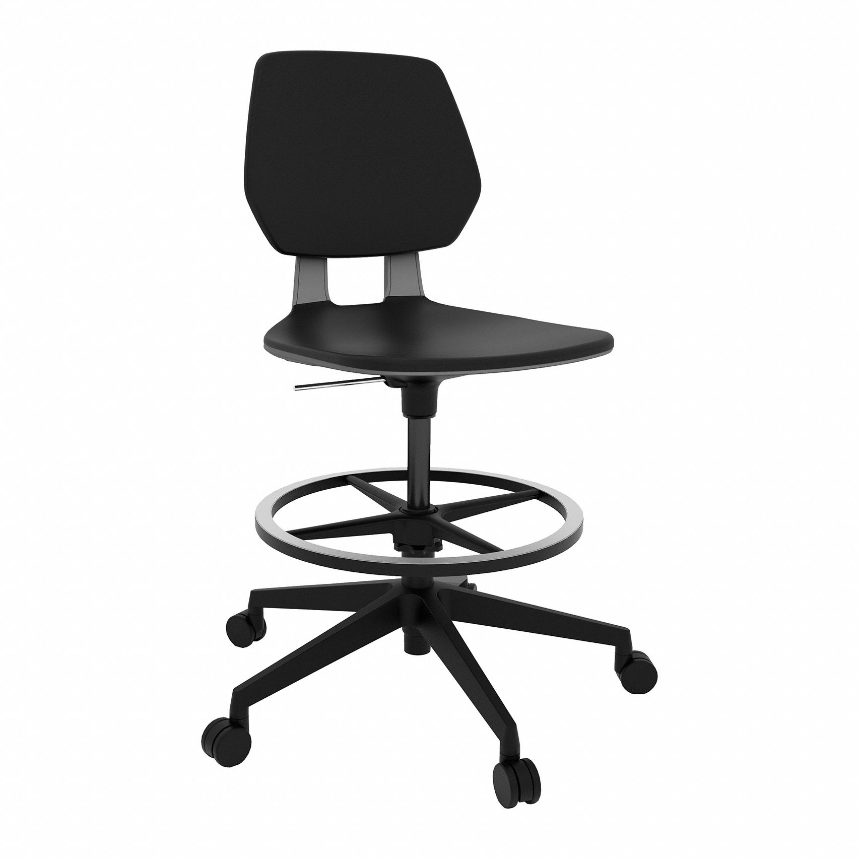 Task Chair: Commute, Black, Plastic Material, 17 3/4 in Seat Wd, 18 in Seat Dp