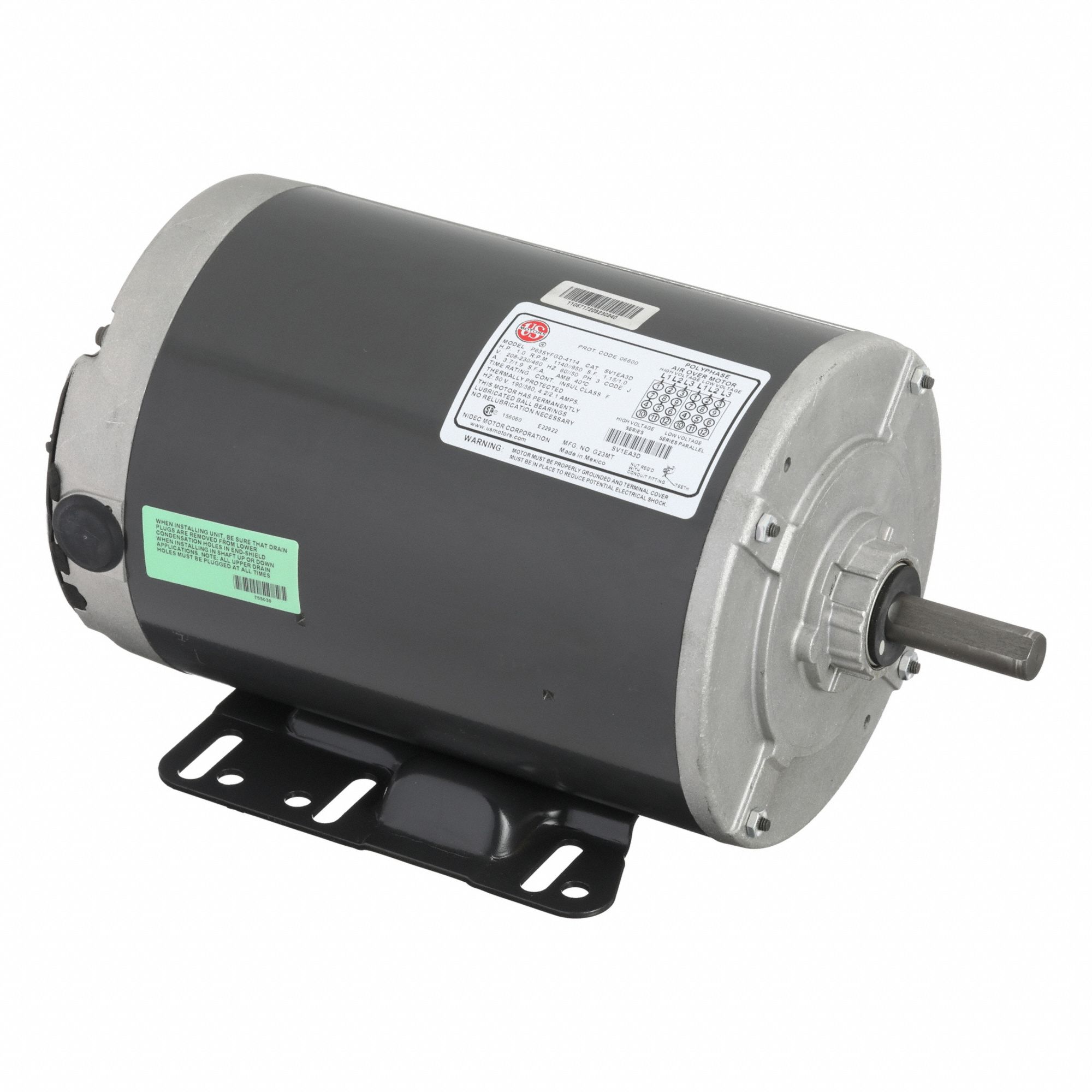 Condenser Fan Motor: Belly Band/Rigid Base Mount, Open, 1 hp Nameplate Horsepower, Auto