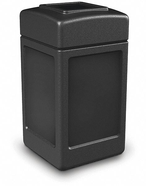 Square Waste Container, Black, 42 gal.