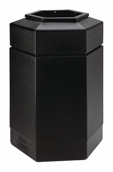 Trash Can: Hexagon, Flat with Top Opening Top, Flat with Top Opening, 20 in