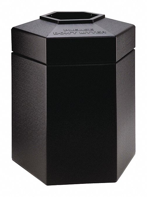 Trash Can: Hexagon, Flat with Top Opening Top, Flat with Top Opening, 25 in