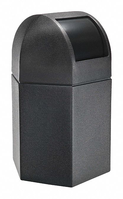 Trash Can: Hexagon, Dome Top, Dome Top, 45 gal Container Capacity, 25 in