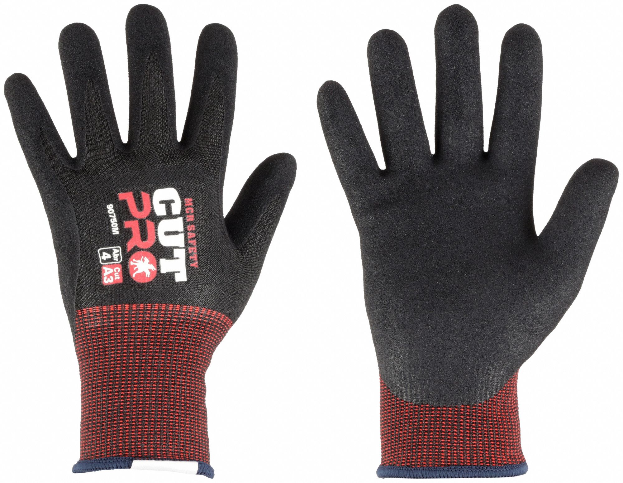 Coated Gloves: S ( 7 ), ANSI Cut Level A3, Palm, Dipped, Foam Nitrile, Smooth, 1 PR