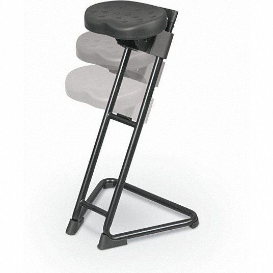 Sit/Stand Stool: 33 1/4 in Overall Ht, Manual, 25 1/4 in min to 33 1/4 in max, No Backrest