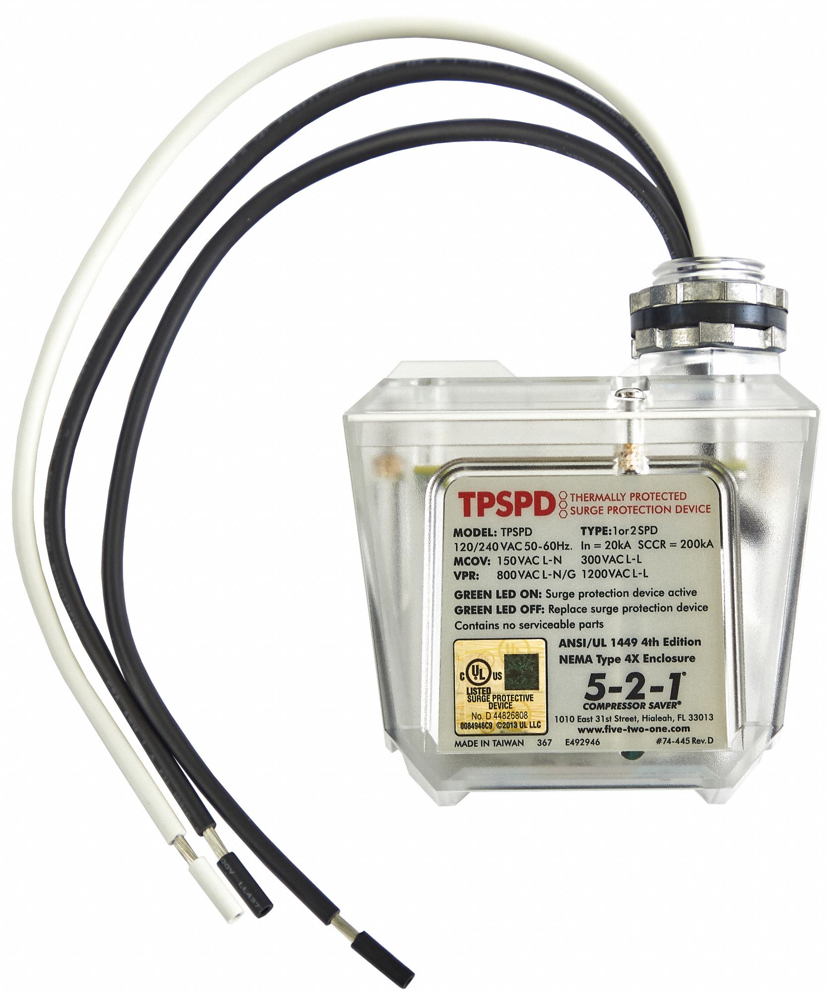 521 COMPRESSOR SAVER, Single Phase, 120/240V AC, Thermal Protected