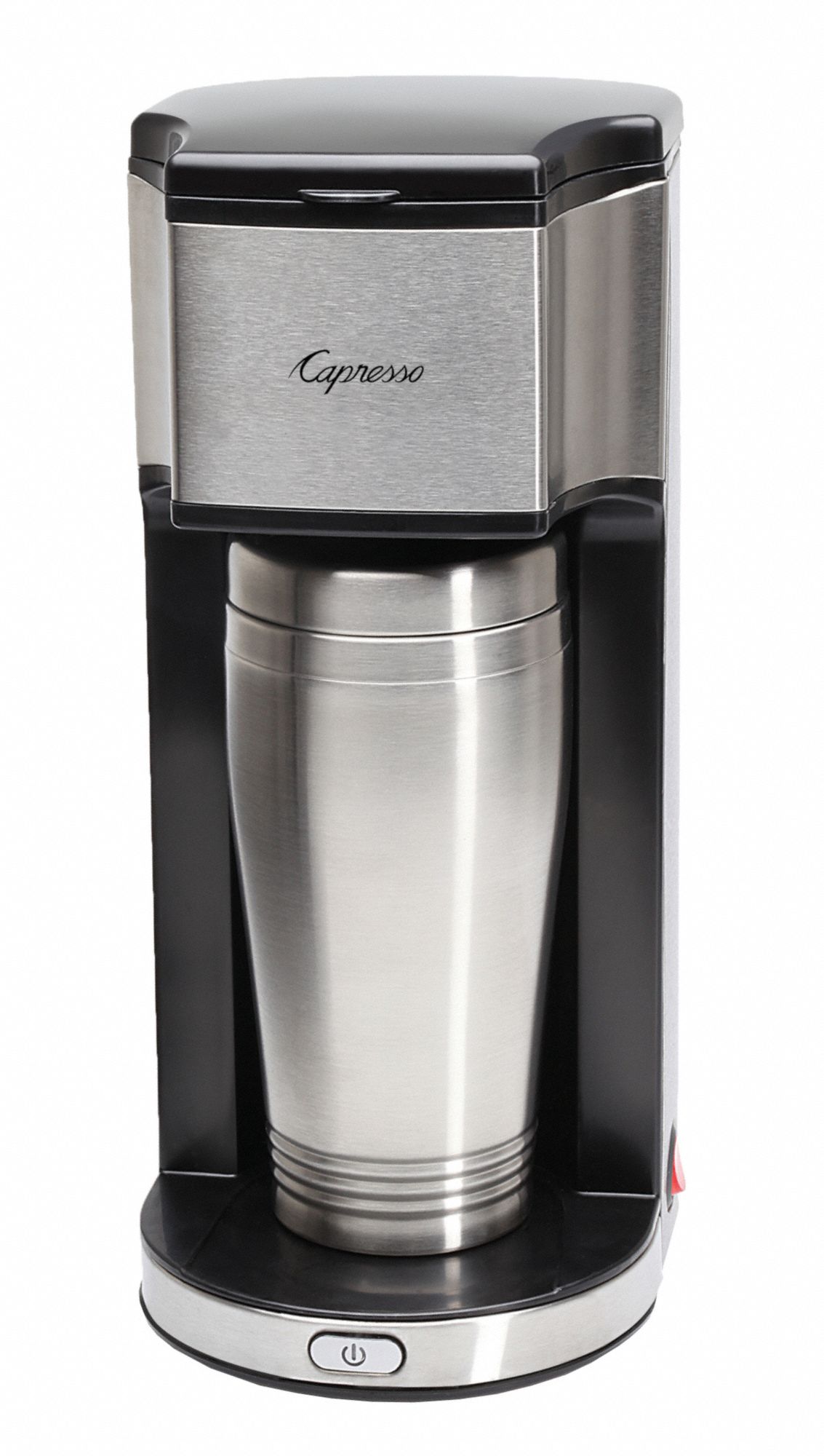 Personal Coffeemaker: 16 fl oz Max Brewing Capacity, Silver, 12 in x 5 1/4 in x 6 1/2 in