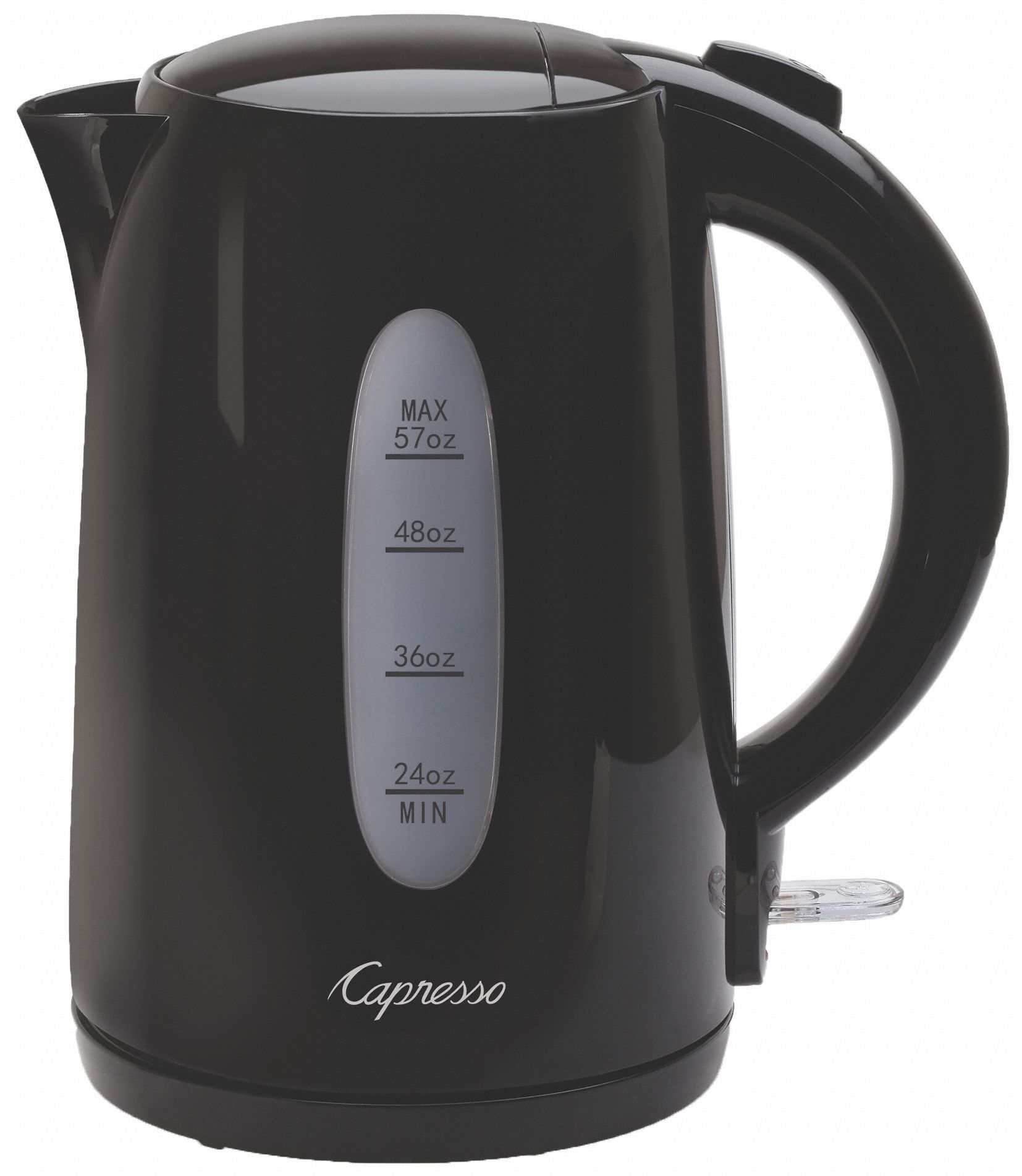 Electric Water Kettle: 1.7 L Capacity, Black, Auto Shut-Off, 9 3/4 in x 6 in x 9 in