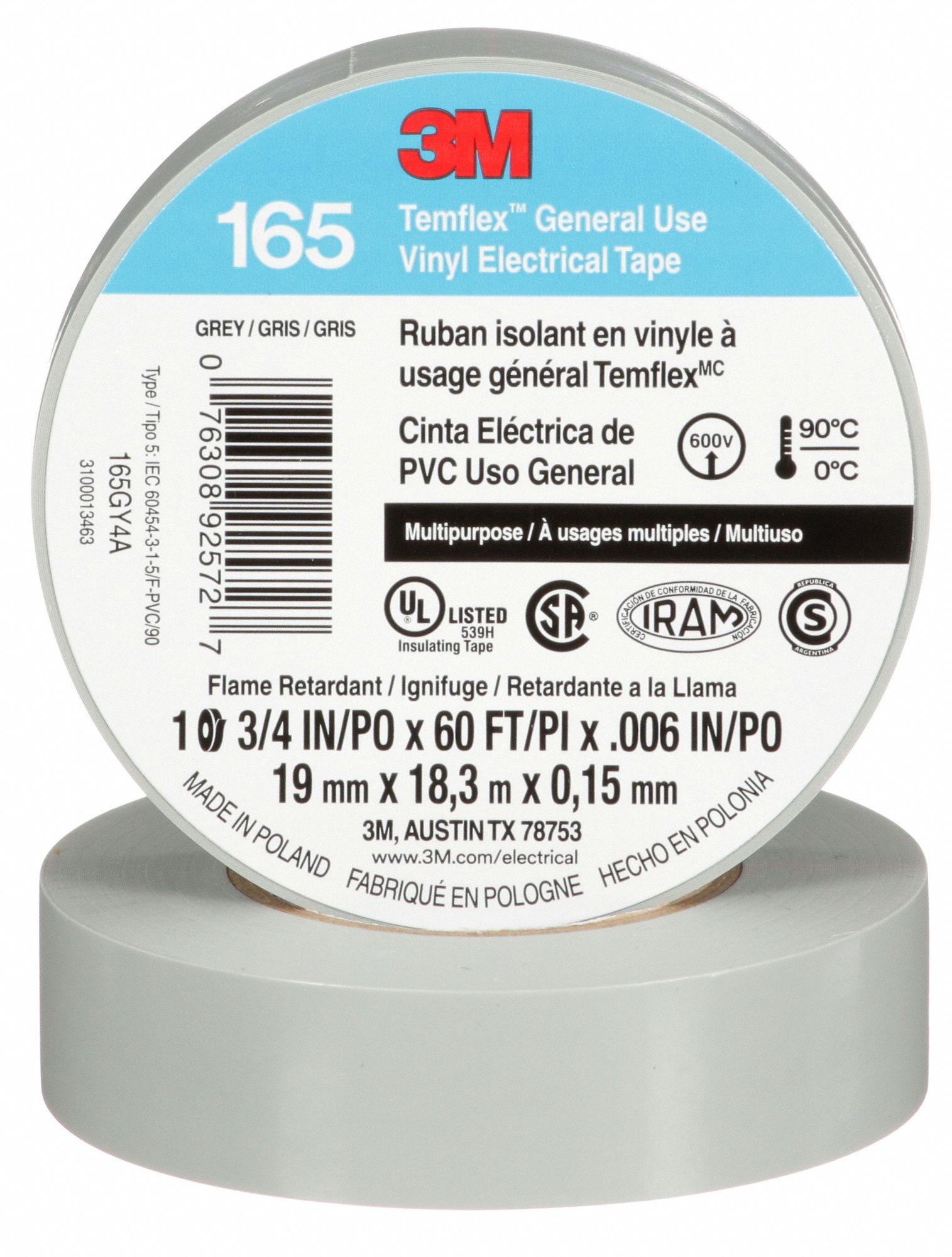 RUBAN ISOLANT,GRIS,LO 60 PI