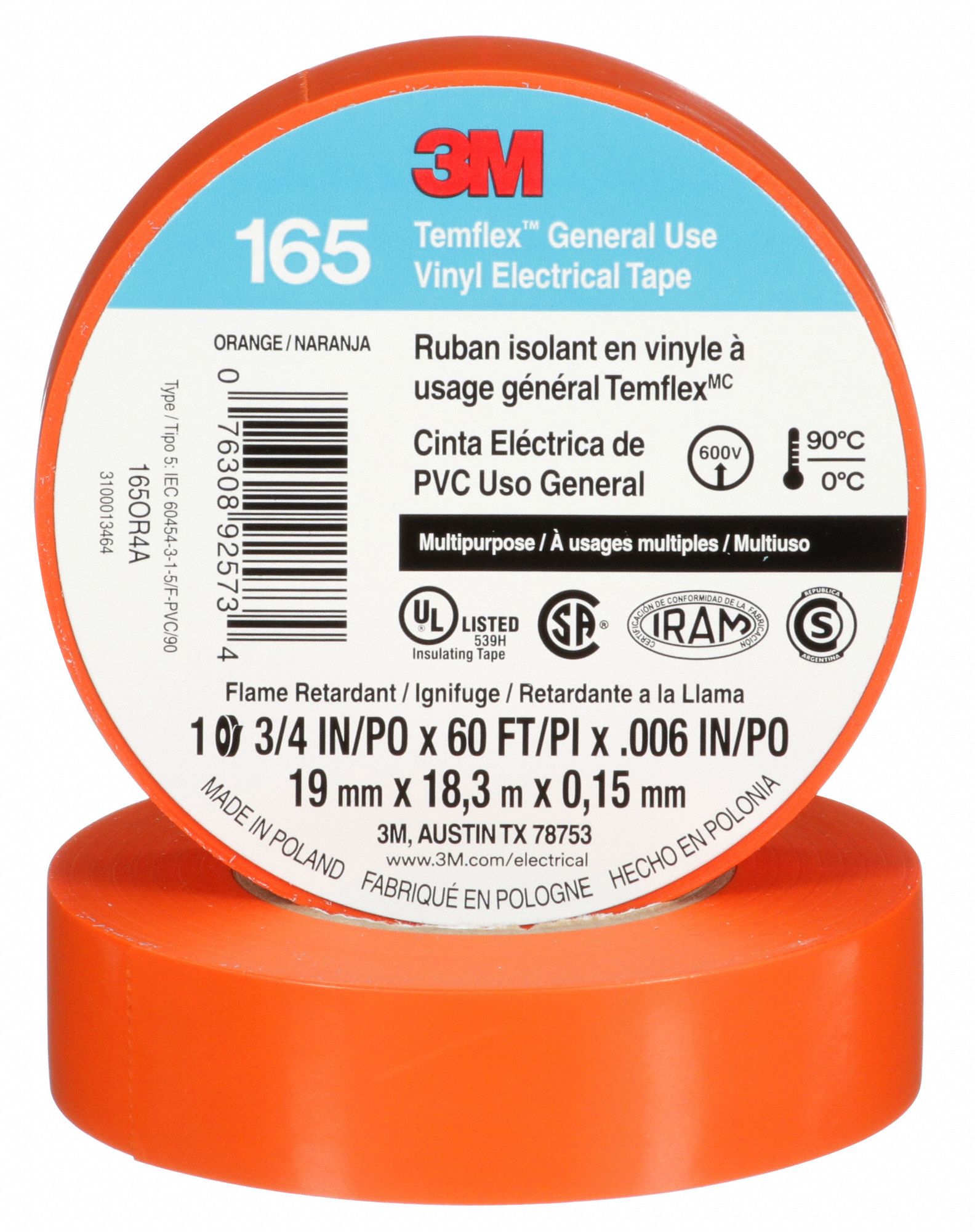 RUBAN ISOLANT,ORANGE,LO 60 PI