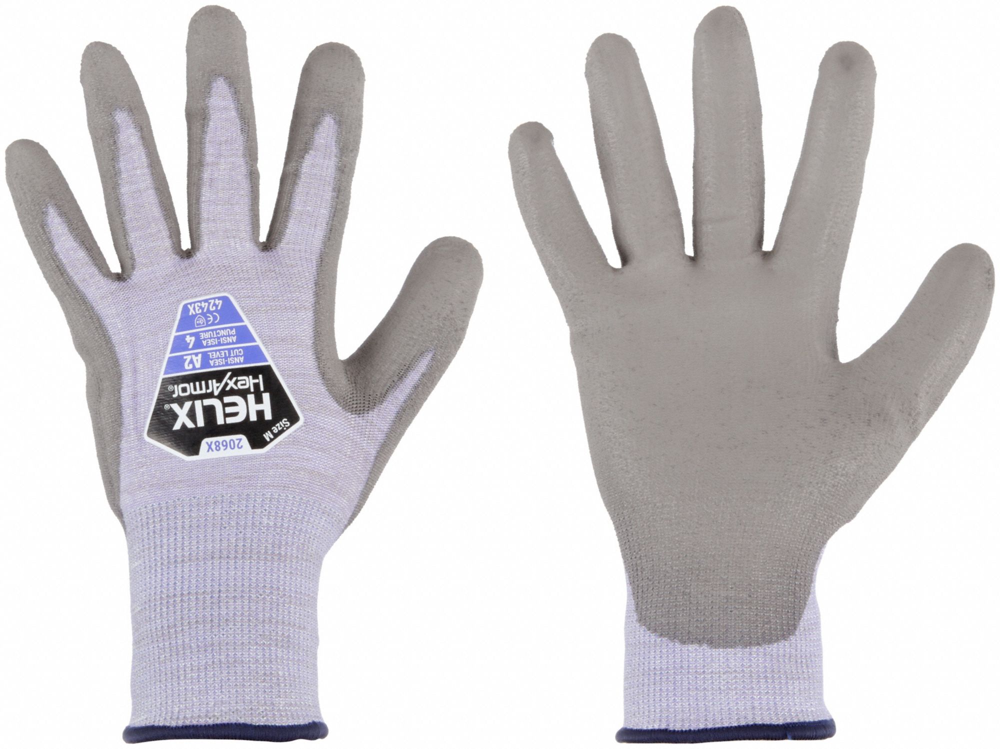 KNIT GLOVES, M, GREY, 10 IN, SEAMLESS KNIT WRIST, HPPE BLEND/POLYURETHANE