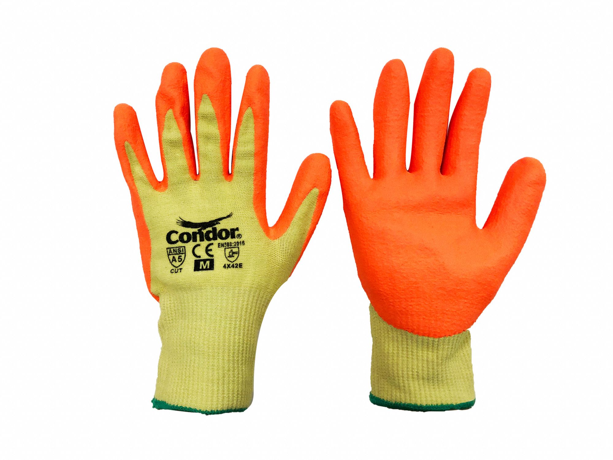 CUT-RESISTANT GLOVES, L (9), ANSI CUT LEVEL A5, DIPPED PALM, NITRILE, FOAM, ORANGE