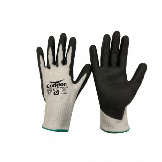 CONDOR Cut-Resistant Glove: XL ( 10 ), ANSI Cut Level A4, Palm, Dipped,  Polyurethane, Smooth, 1 PR