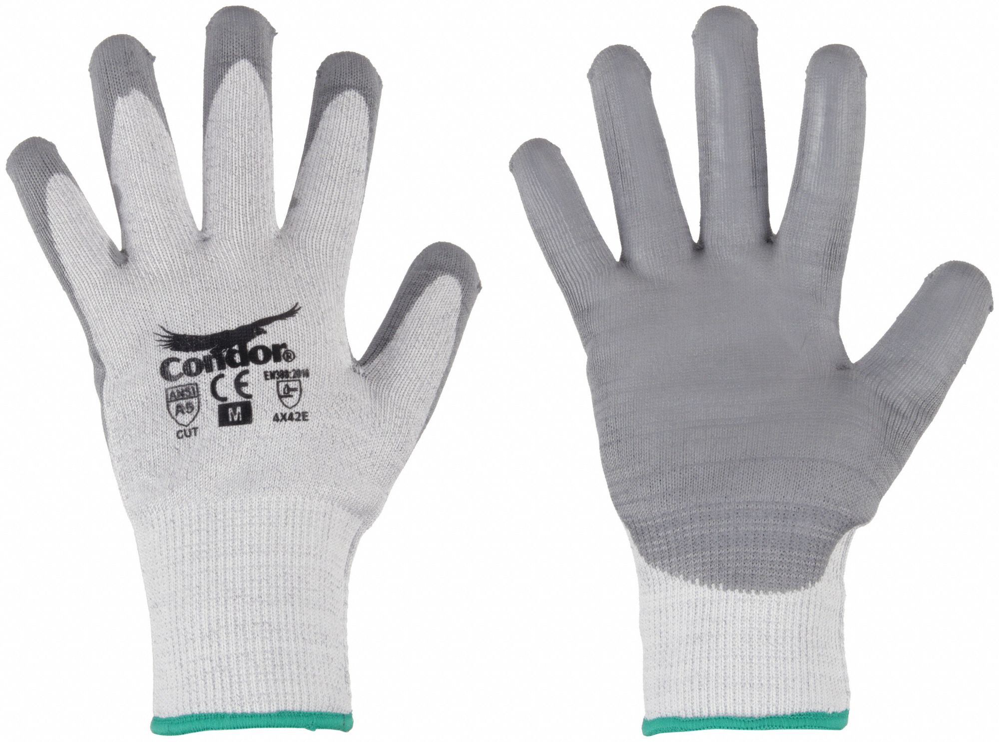 GANTS RÉSISTANT COUPURE,M(8),ANSI NIVEAU DE COUPE A5,PAUME TREMPÉE,PUR,LISSE