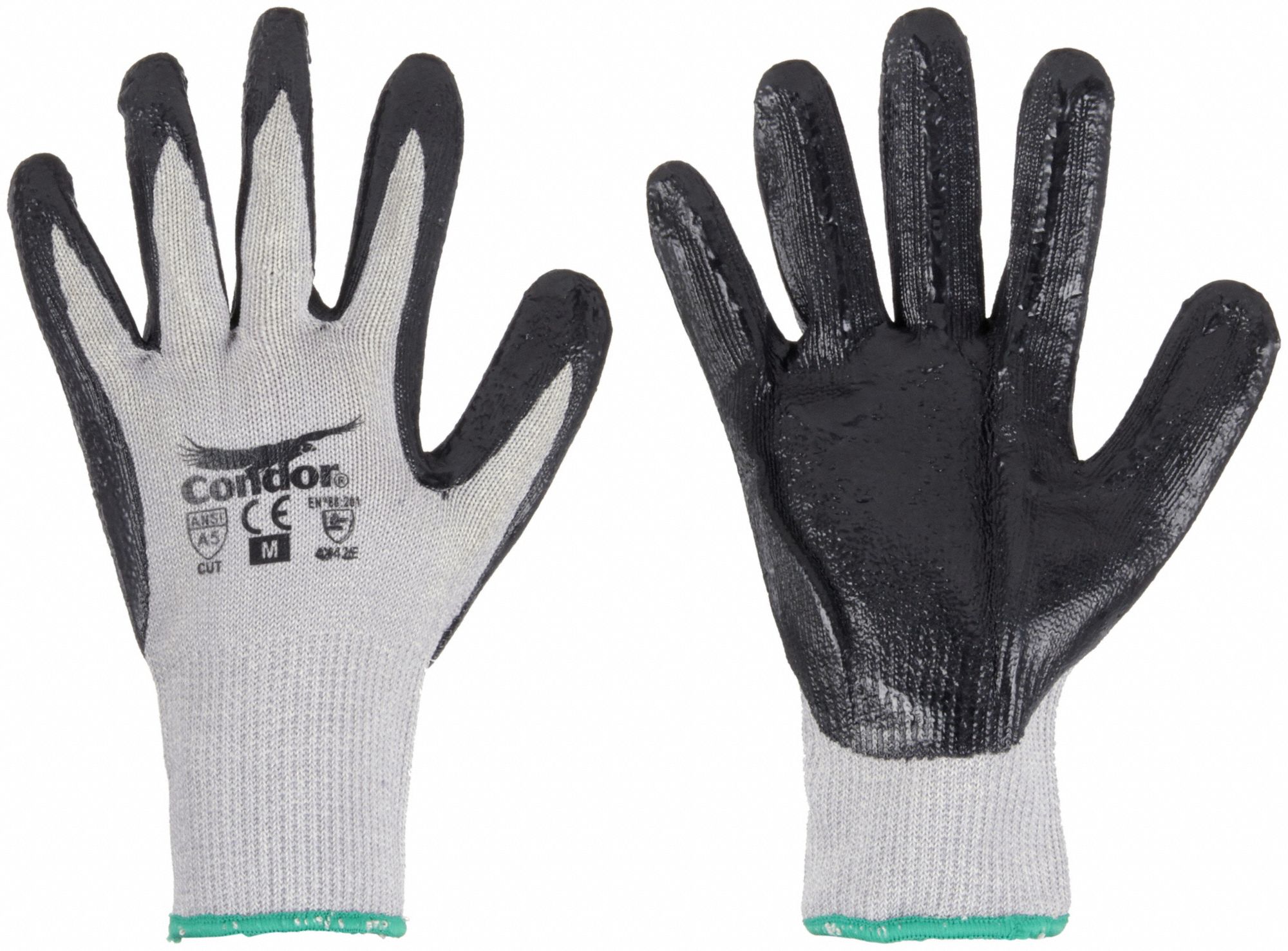 CUT-RESISTANT GLOVES, L (9), ANSI CUT LEVEL A5, DIPPED PALM, NITRILE, FOAM, GREY