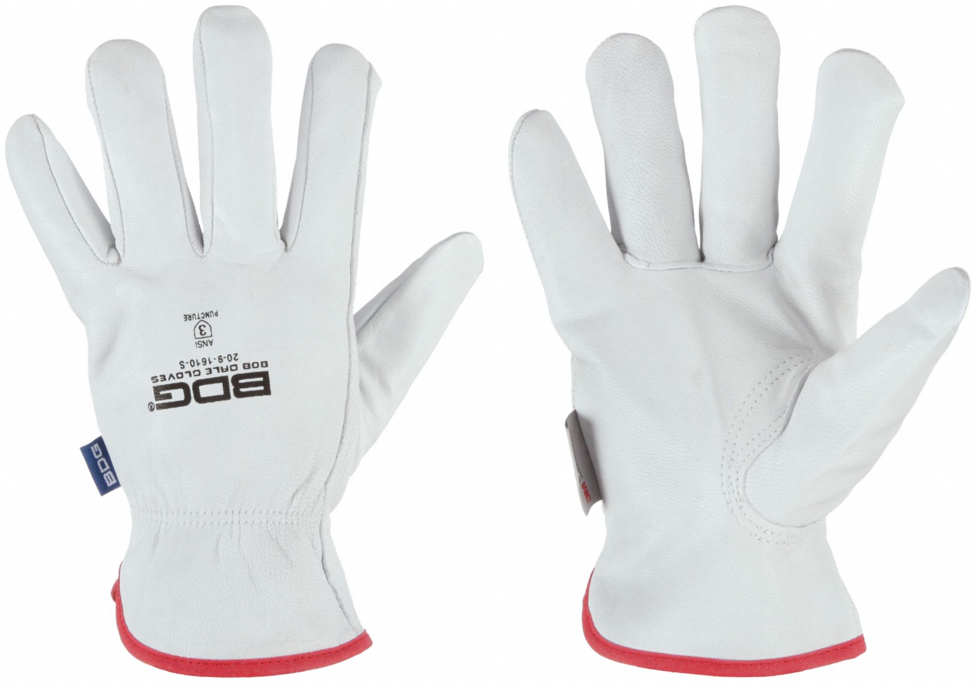 GOATSKIN DRIVER GLOVE, CUT RESISTANT, SZ L/9, WHITE/BLACK, PR