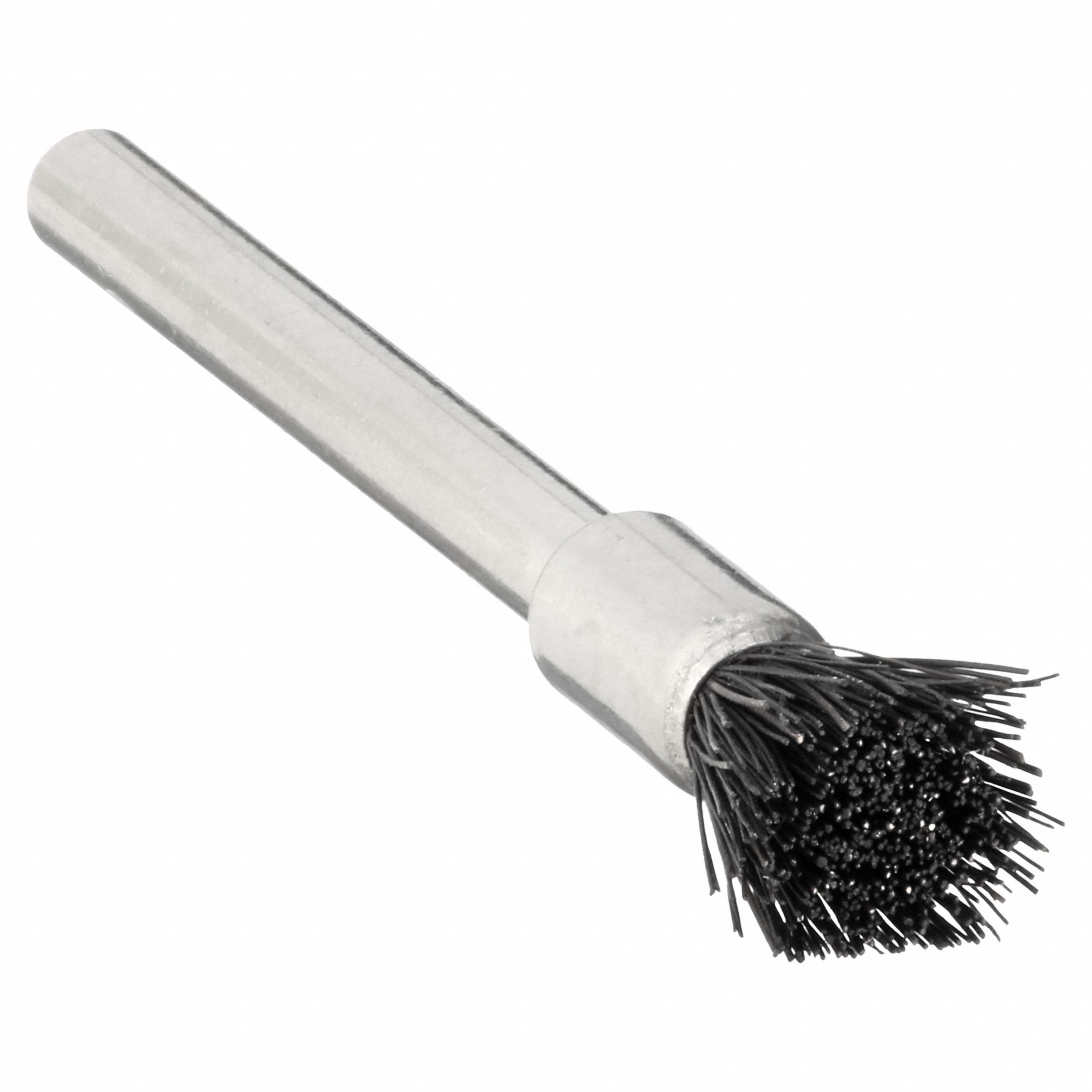 Miniature End Brush: Crimped Horse Hair, 3/16 in Dia, 0.005 in Fill Dia, 1/8 in Shank